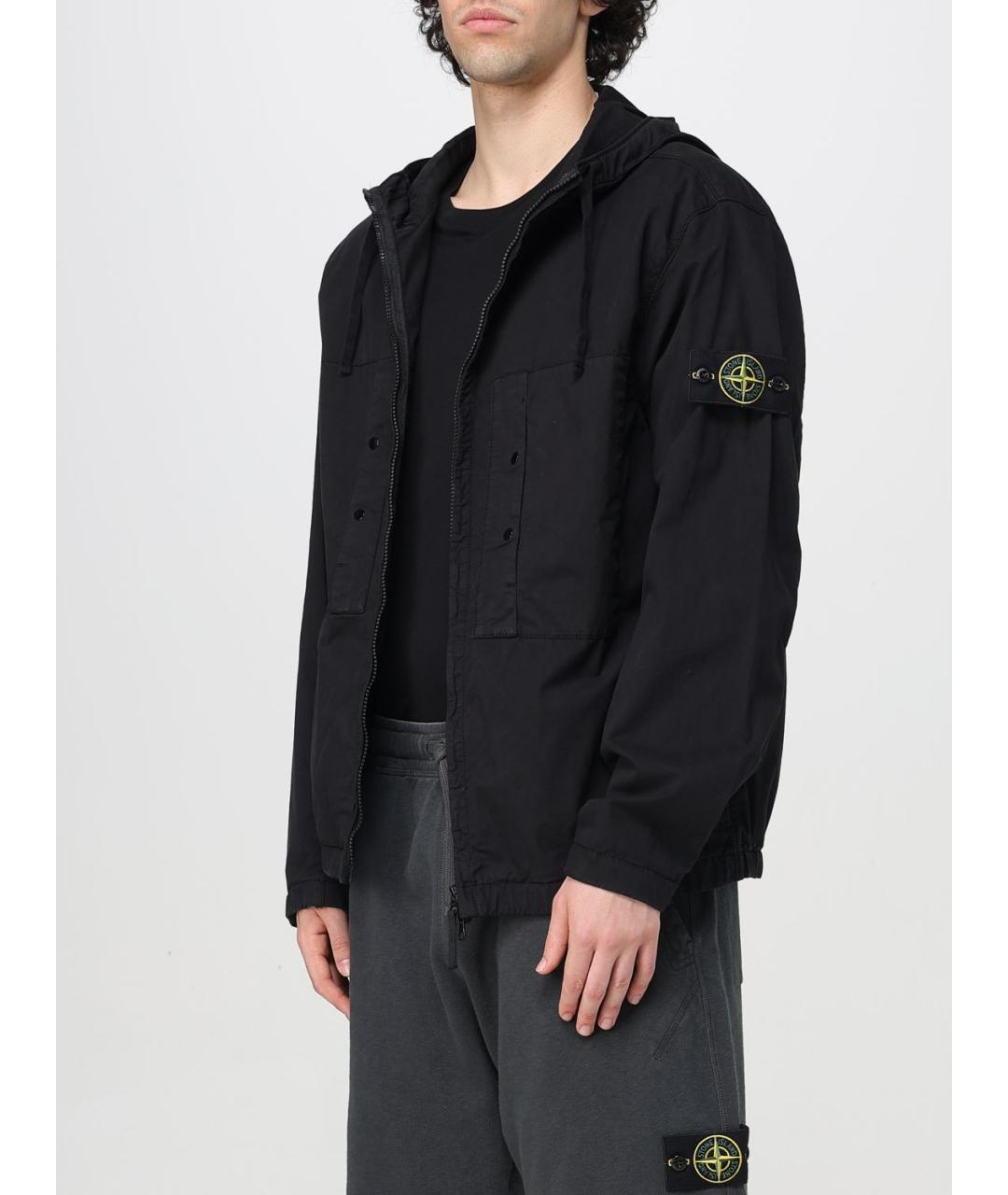 STONE ISLAND Черная хлопковая куртка, фото 5