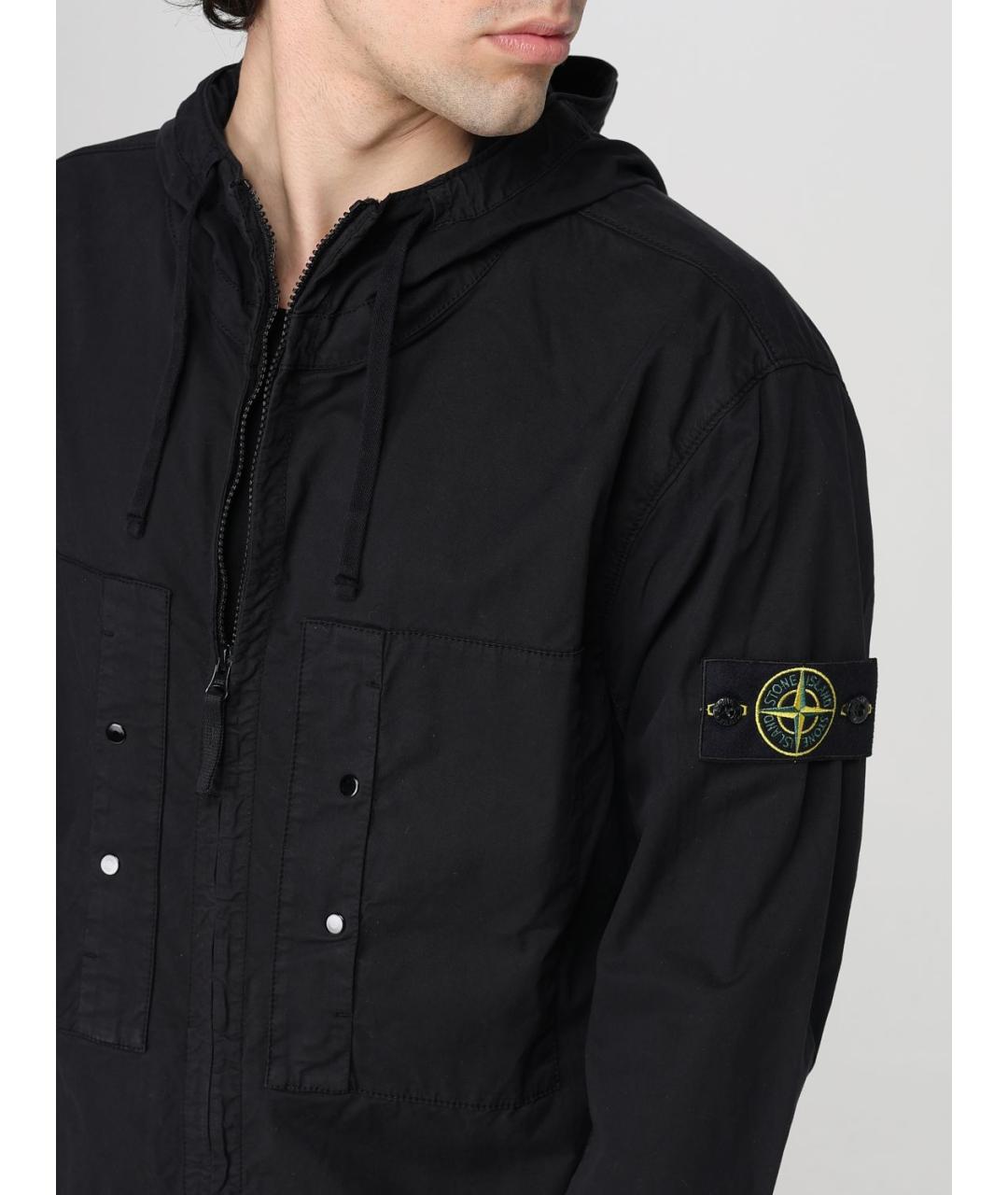 STONE ISLAND Черная хлопковая куртка, фото 6