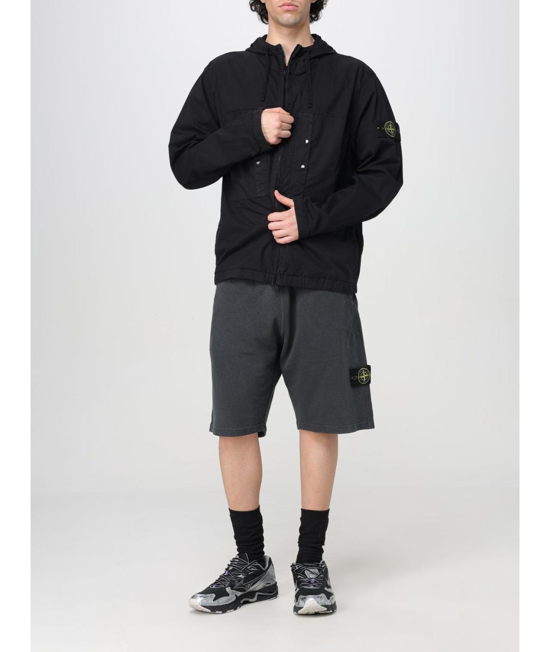 STONE ISLAND Черная хлопковая куртка, фото 3