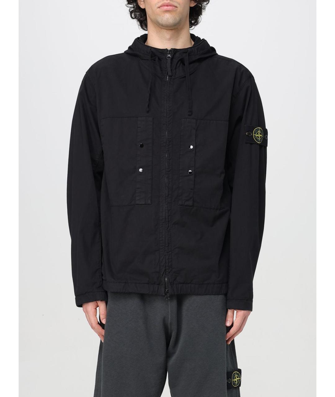 STONE ISLAND Черная хлопковая куртка, фото 2