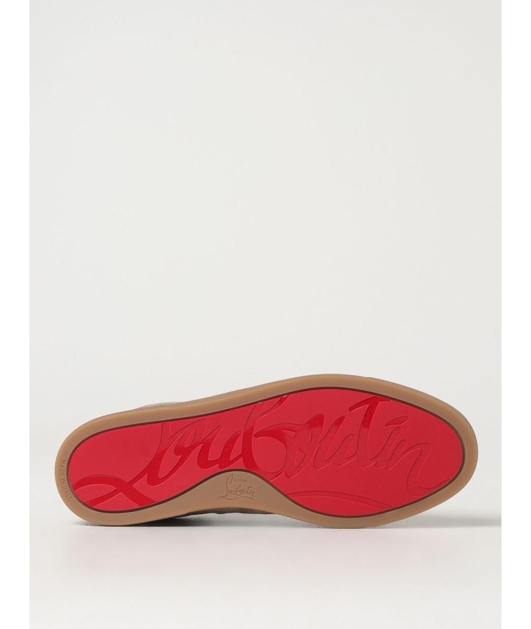 CHRISTIAN LOUBOUTIN Бежевые замшевые низкие кроссовки / кеды, фото 5