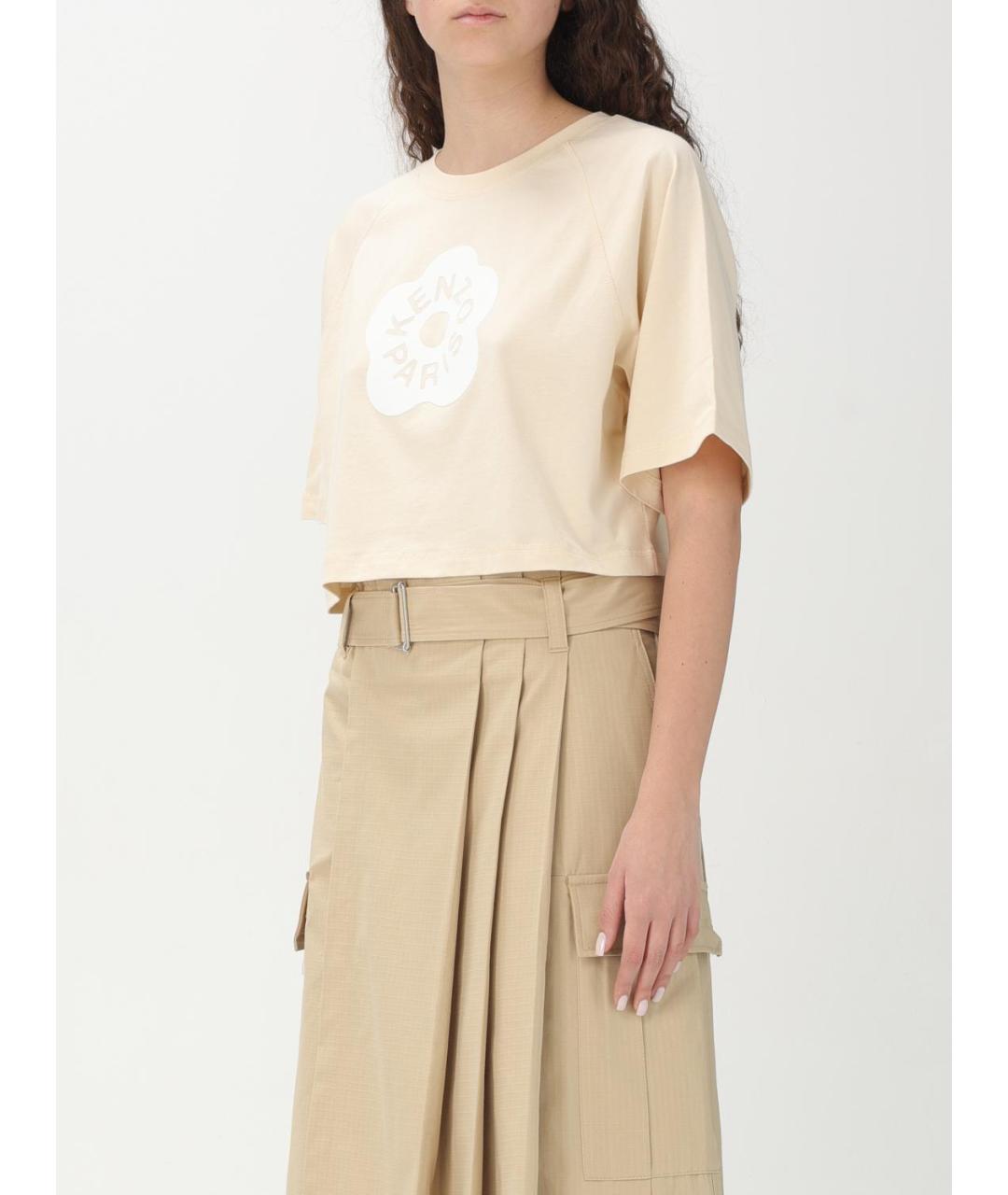 KENZO Бежевая хлопковая футболка, фото 4