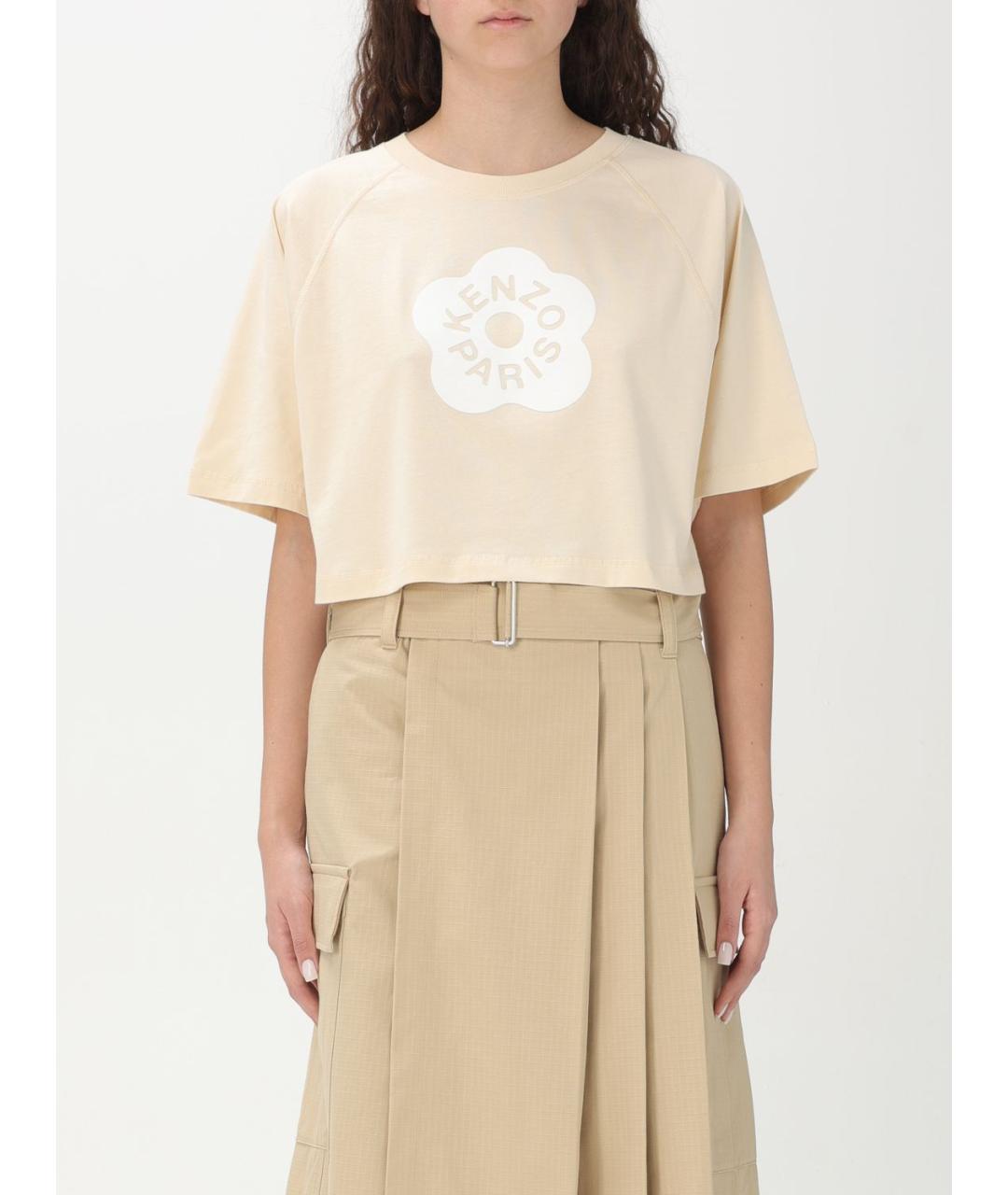 KENZO Бежевая хлопковая футболка, фото 2