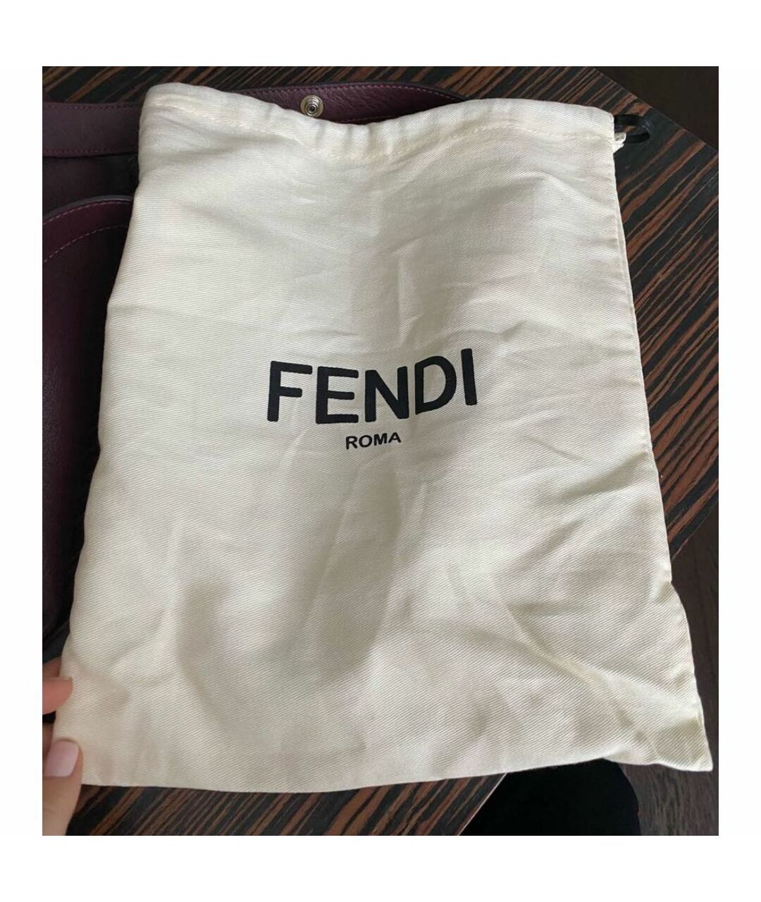 FENDI Бордовая кожаная сумка тоут, фото 8