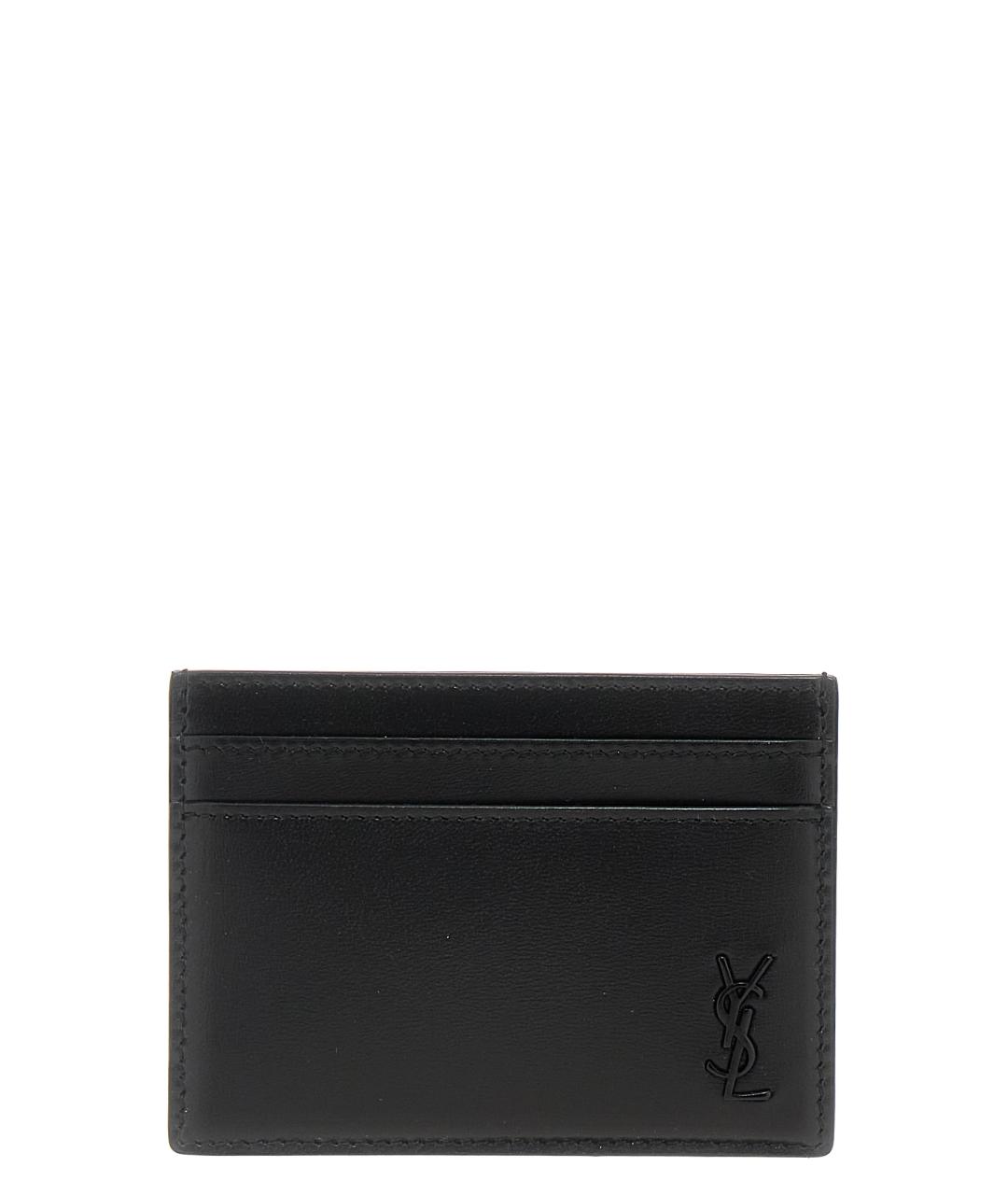 SAINT LAURENT Черный кожаный кардхолдер, фото 1