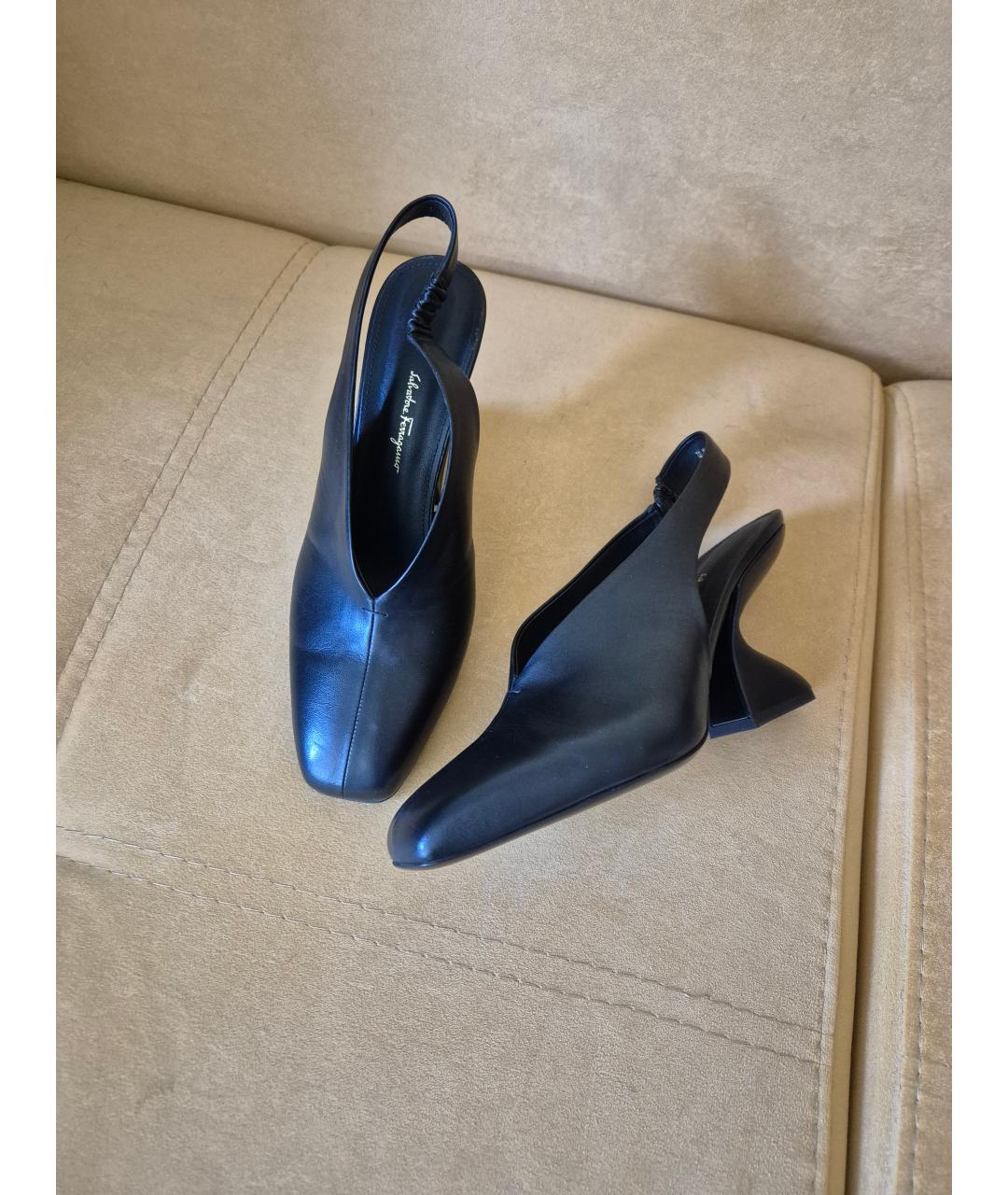 FERRAGAMO Черные кожаные туфли, фото 6