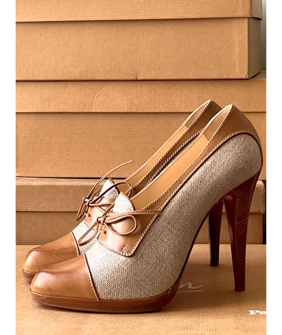 CHRISTIAN LOUBOUTIN Бежевые текстильные туфли, фото 3