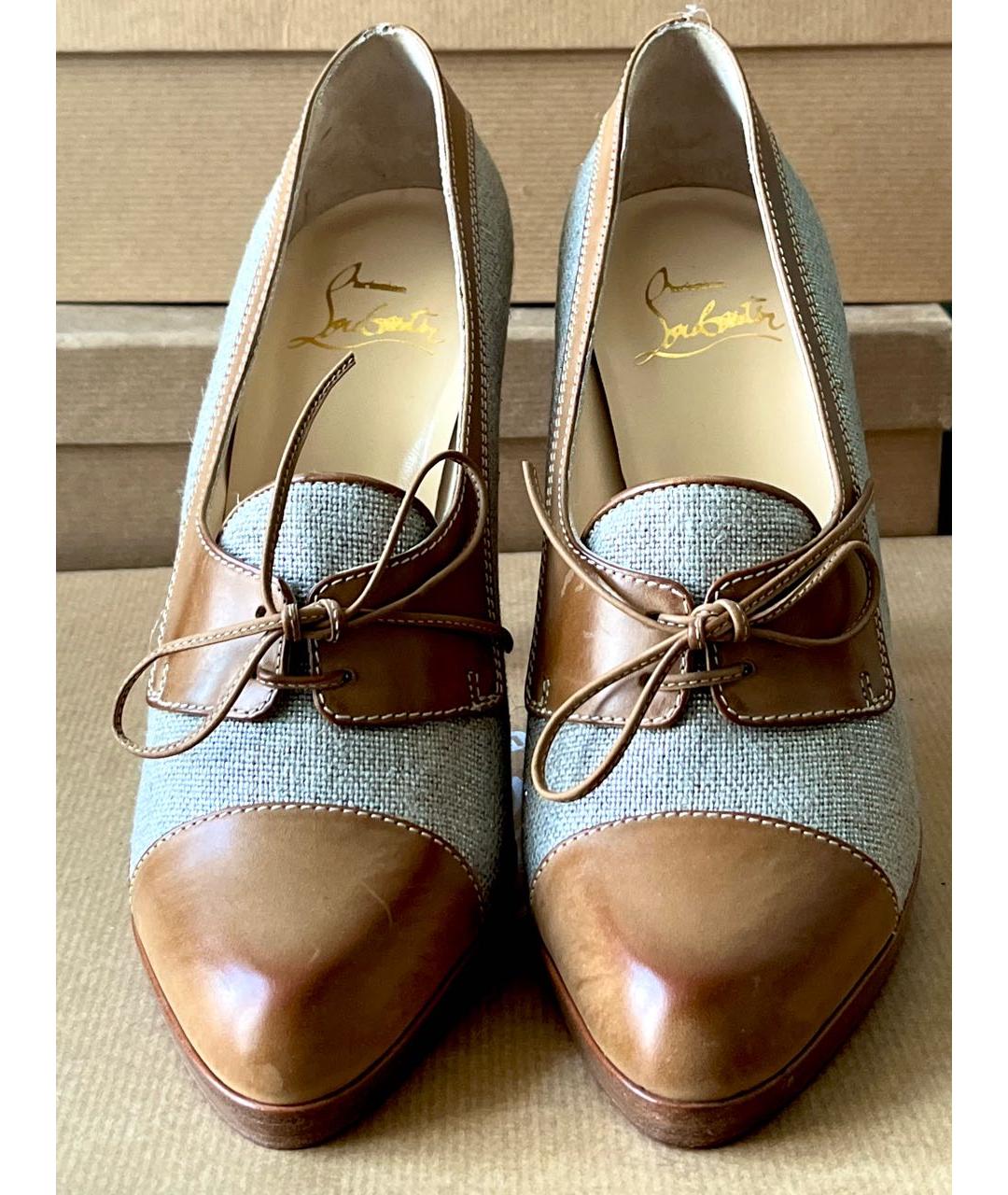 CHRISTIAN LOUBOUTIN Бежевые текстильные туфли, фото 5