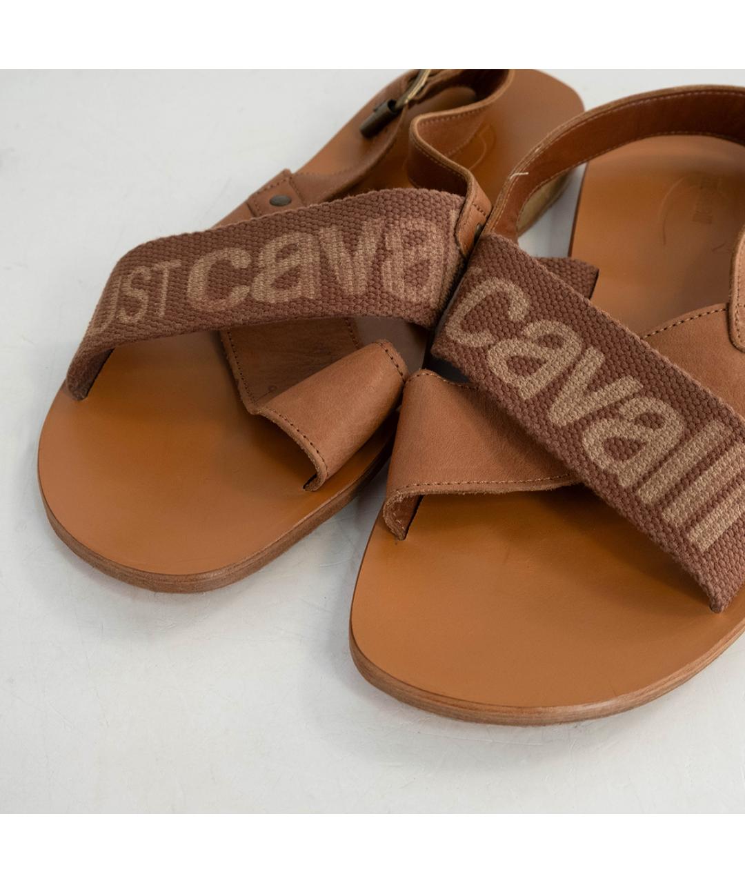 JUST CAVALLI Коричневые кожаные сандалии, фото 3