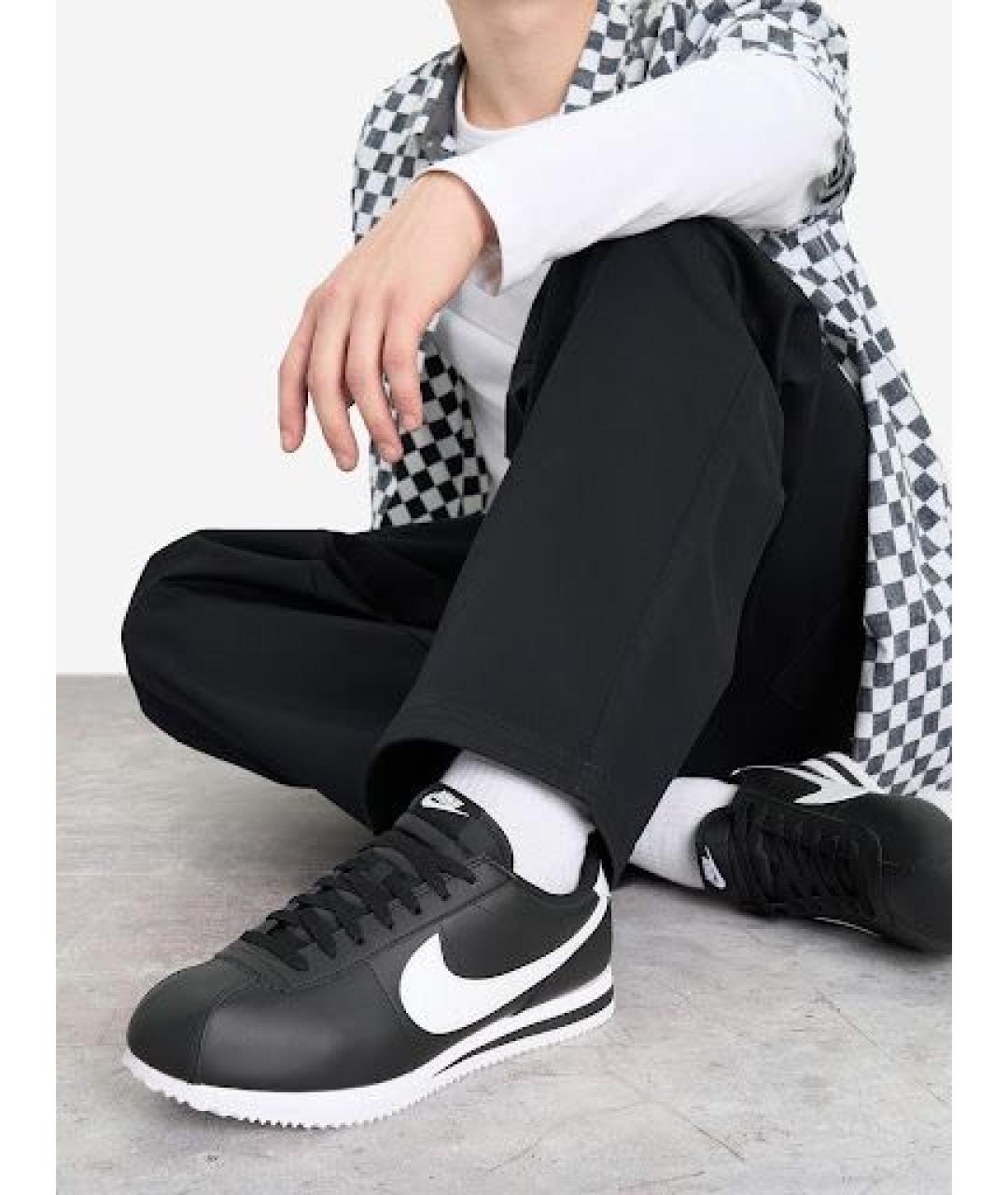 NIKE Черные кожаные низкие кроссовки / кеды, фото 5