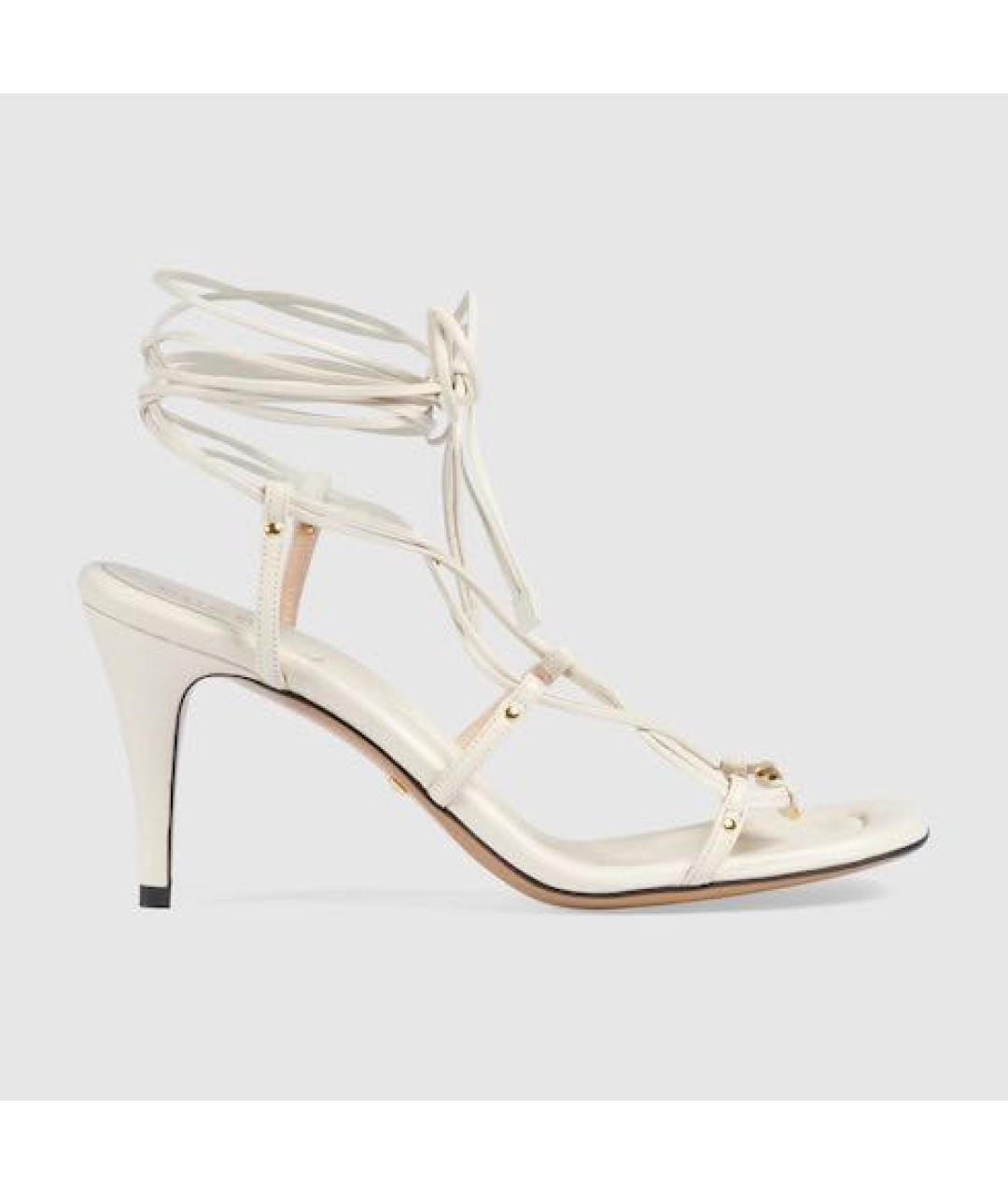 GUCCI Белые кожаные босоножки, фото 9
