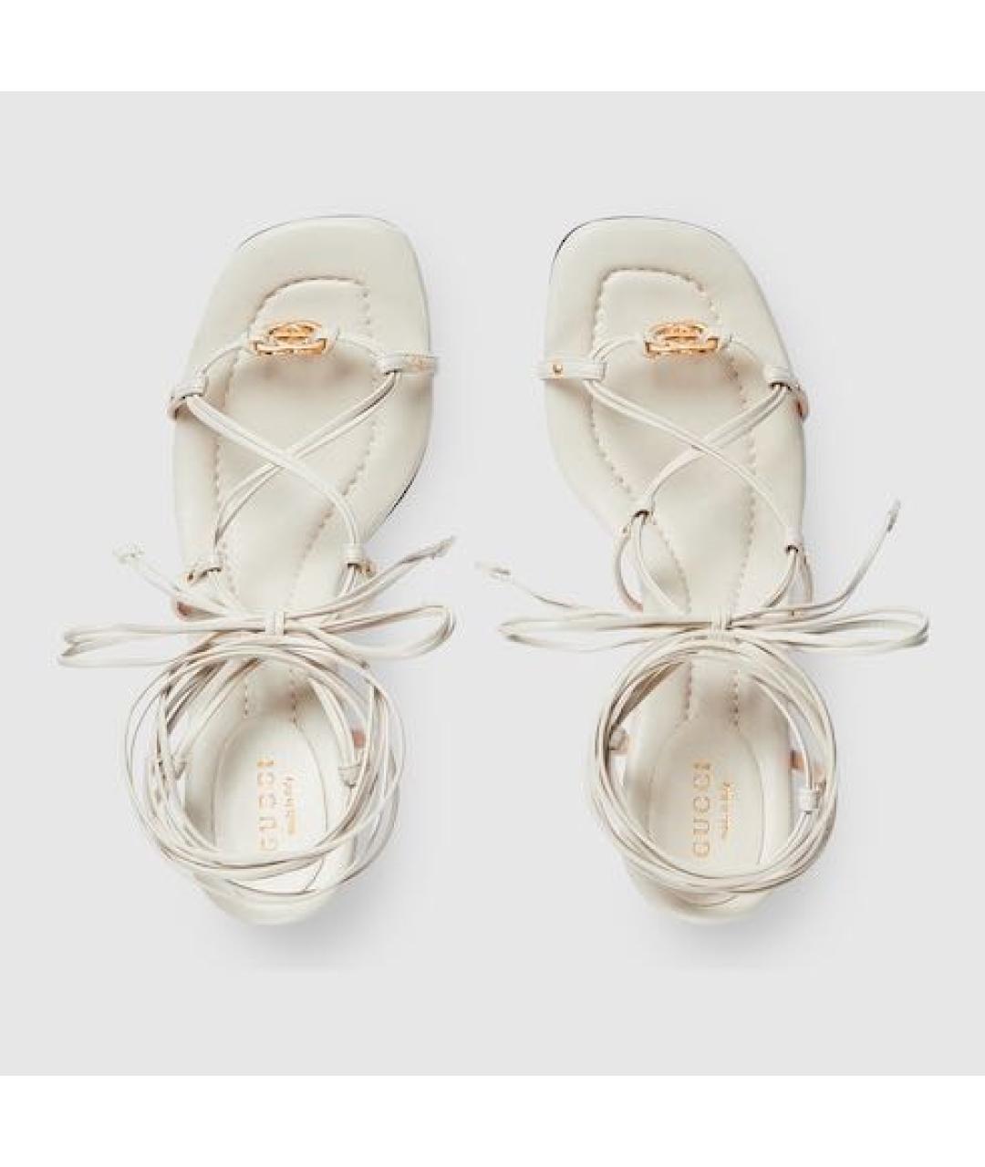 GUCCI Белые кожаные босоножки, фото 4