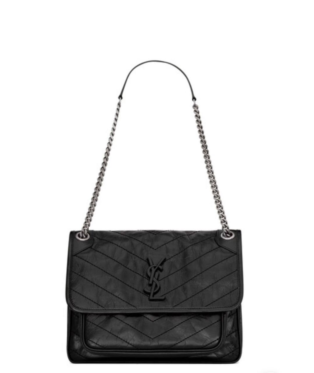 SAINT LAURENT Черная кожаная сумка через плечо, фото 1