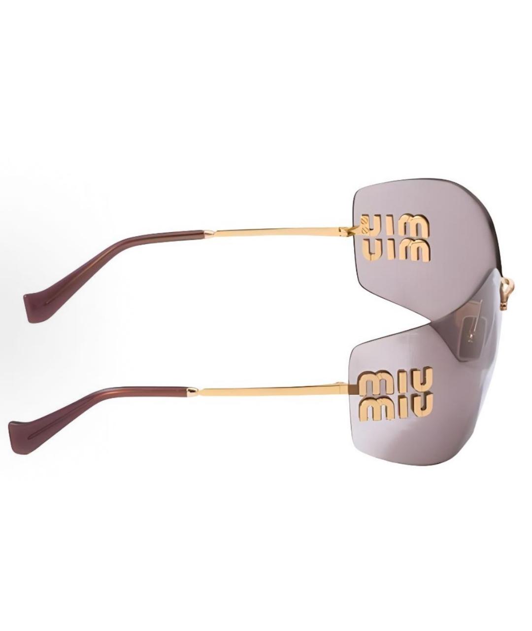 MIU MIU Золотые металлические солнцезащитные очки, фото 2