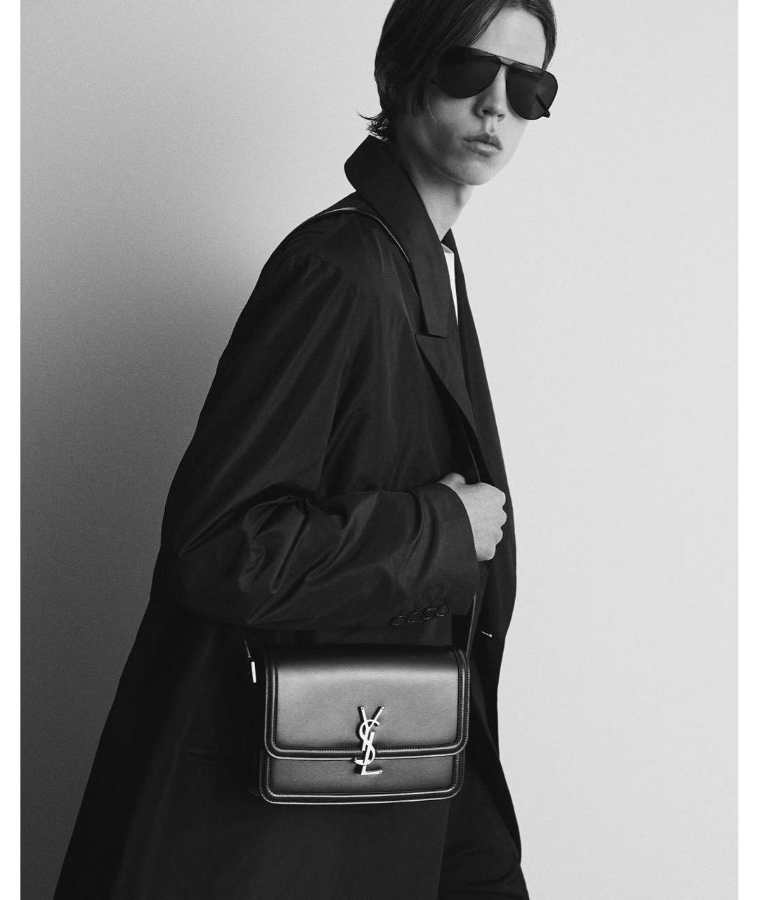 SAINT LAURENT Черная кожаная сумка через плечо, фото 2