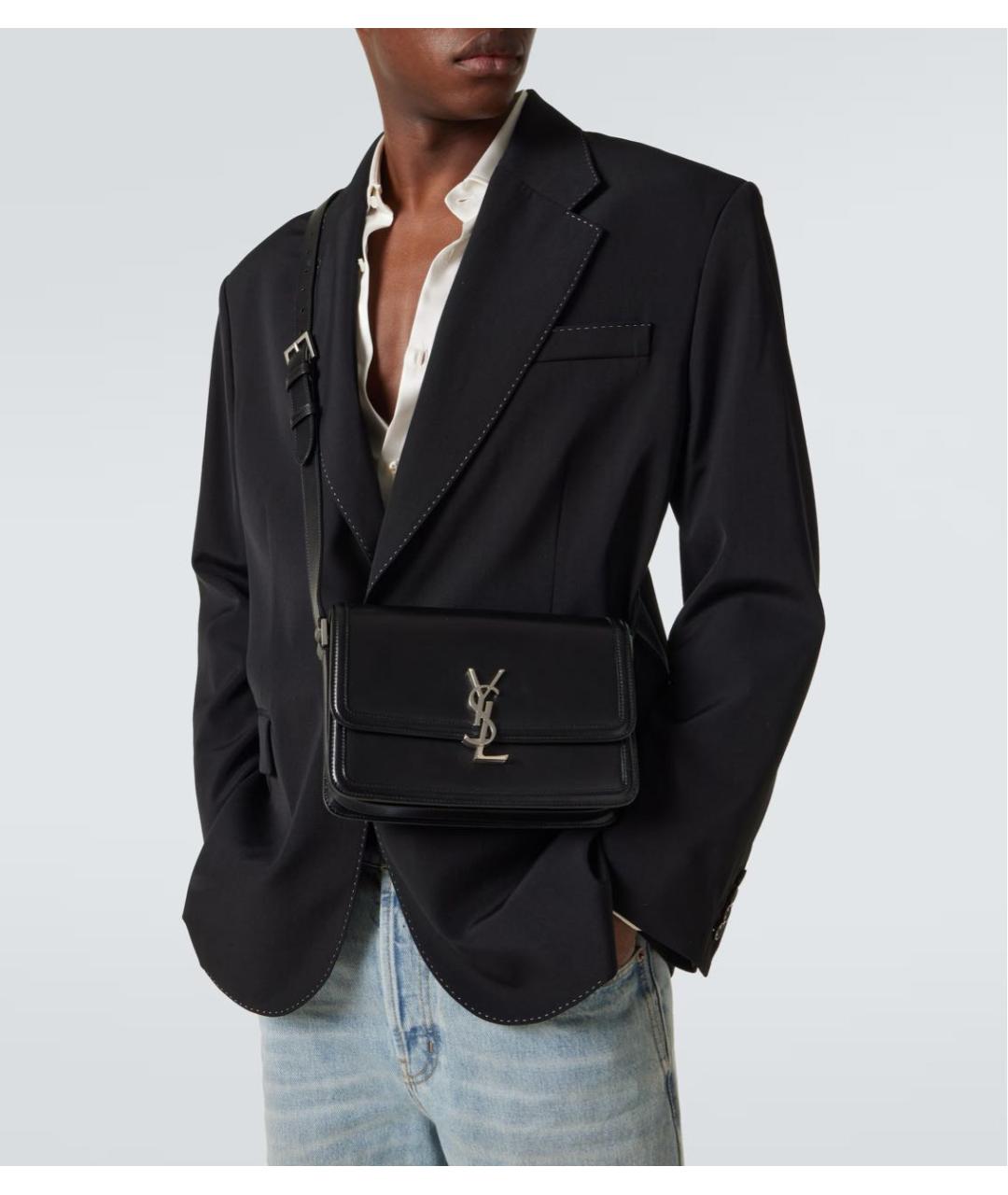 SAINT LAURENT Черная кожаная сумка через плечо, фото 4