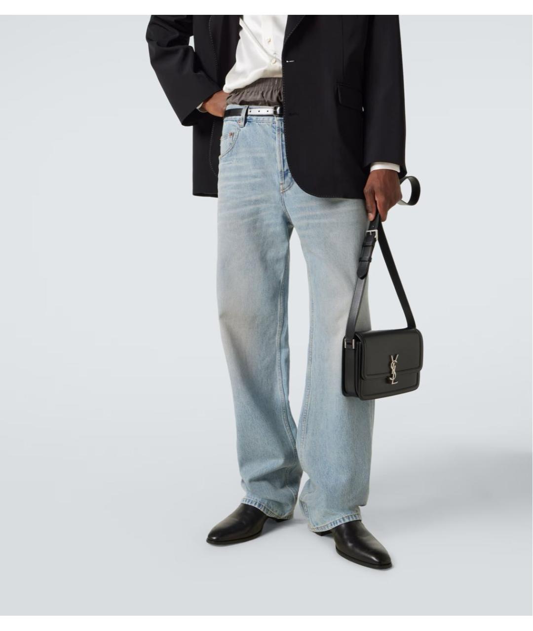 SAINT LAURENT Черная кожаная сумка через плечо, фото 3