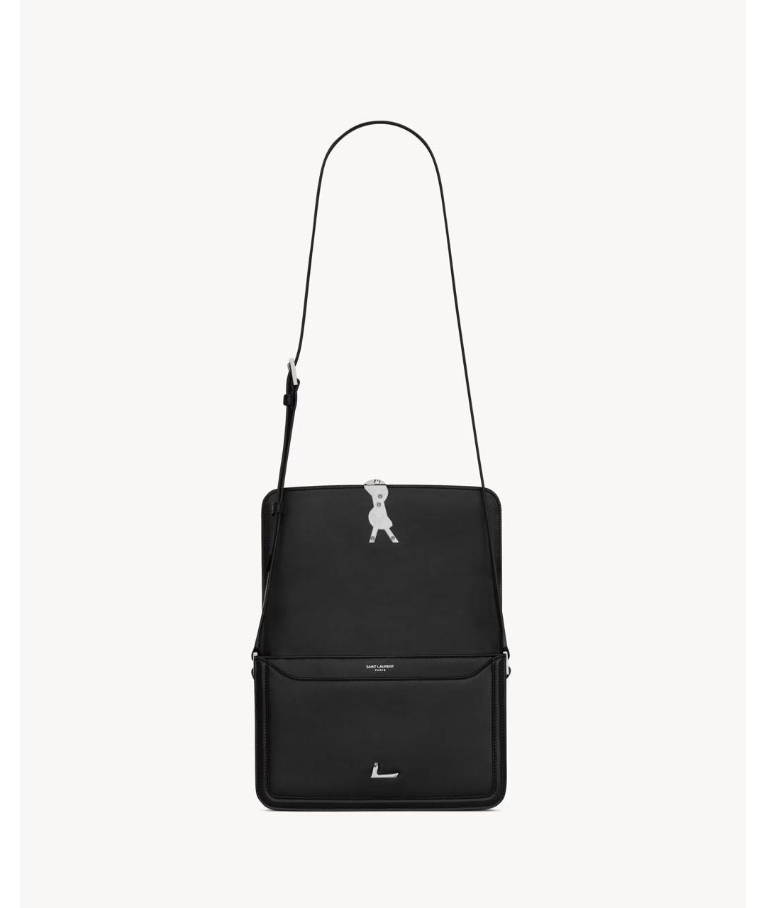 SAINT LAURENT Черная кожаная сумка через плечо, фото 5