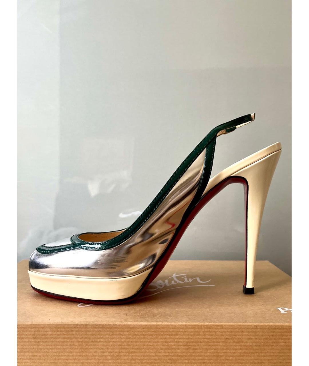 CHRISTIAN LOUBOUTIN Серебряные туфли из лакированной кожи, фото 2