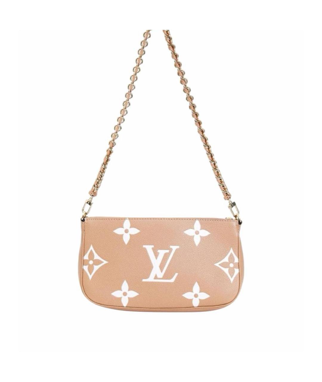 LOUIS VUITTON Бежевая кожаная сумка через плечо, фото 7