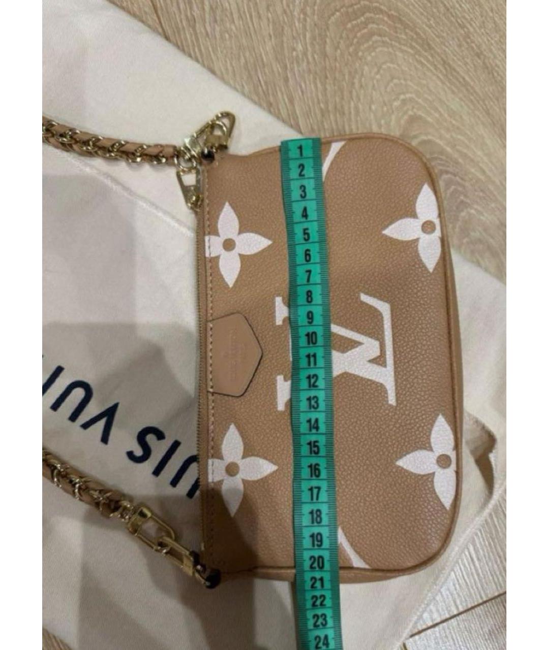 LOUIS VUITTON Бежевая кожаная сумка через плечо, фото 4