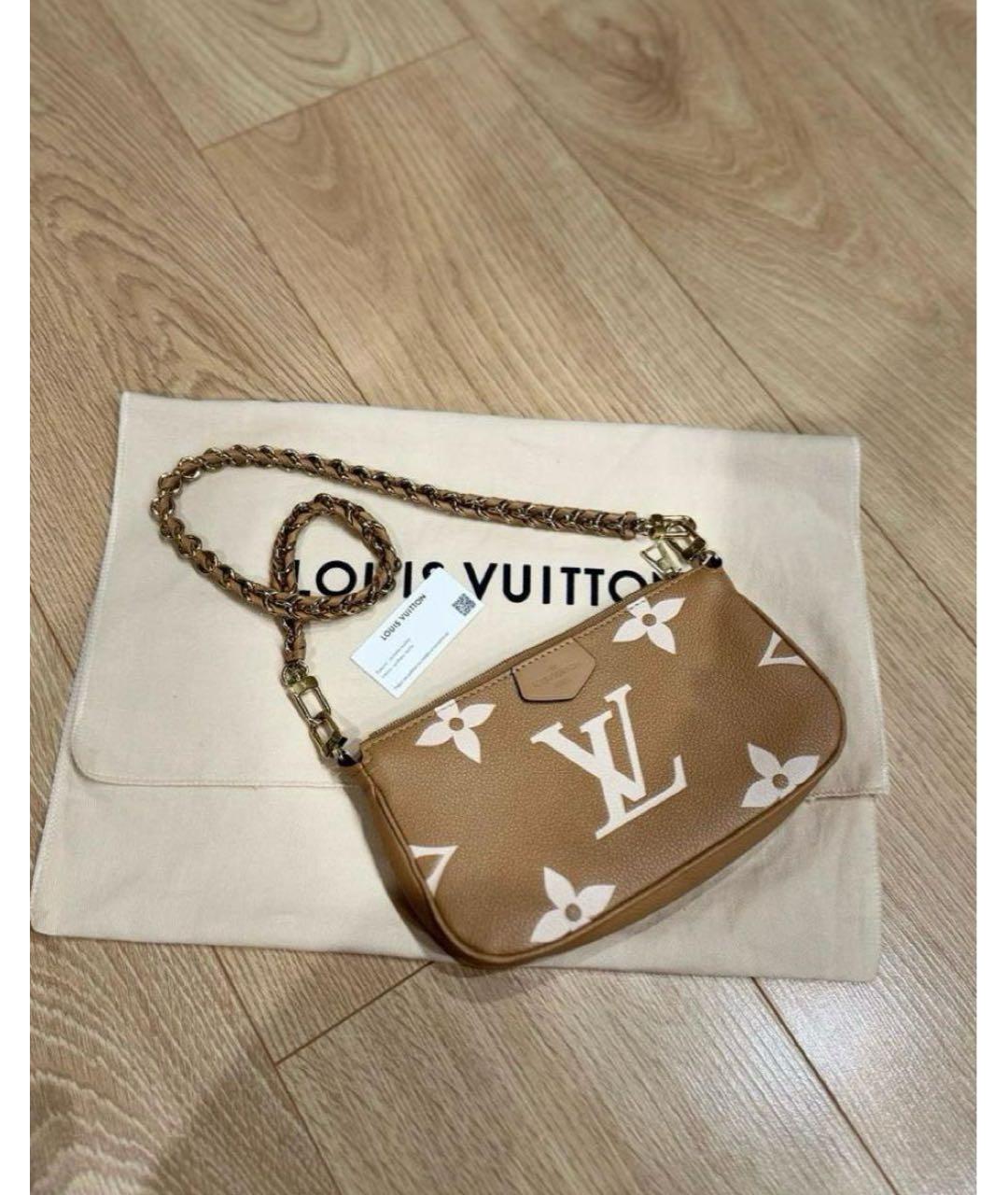 LOUIS VUITTON Бежевая кожаная сумка через плечо, фото 2