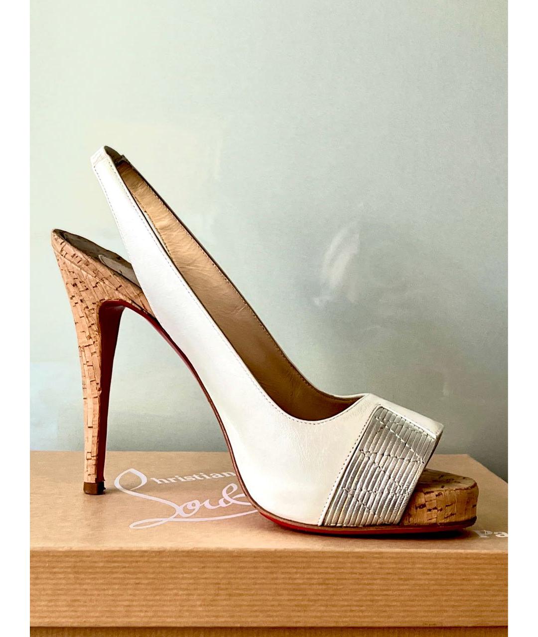 CHRISTIAN LOUBOUTIN Белые кожаные босоножки, фото 8