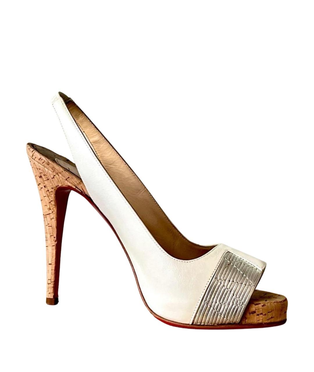 CHRISTIAN LOUBOUTIN Белые кожаные босоножки, фото 1