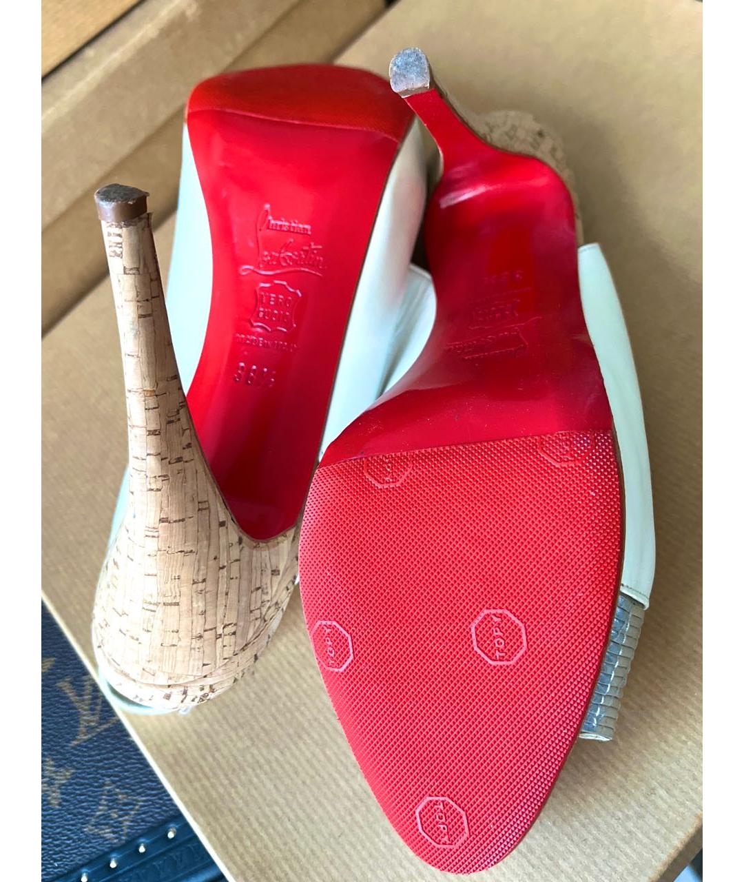 CHRISTIAN LOUBOUTIN Белые кожаные босоножки, фото 7