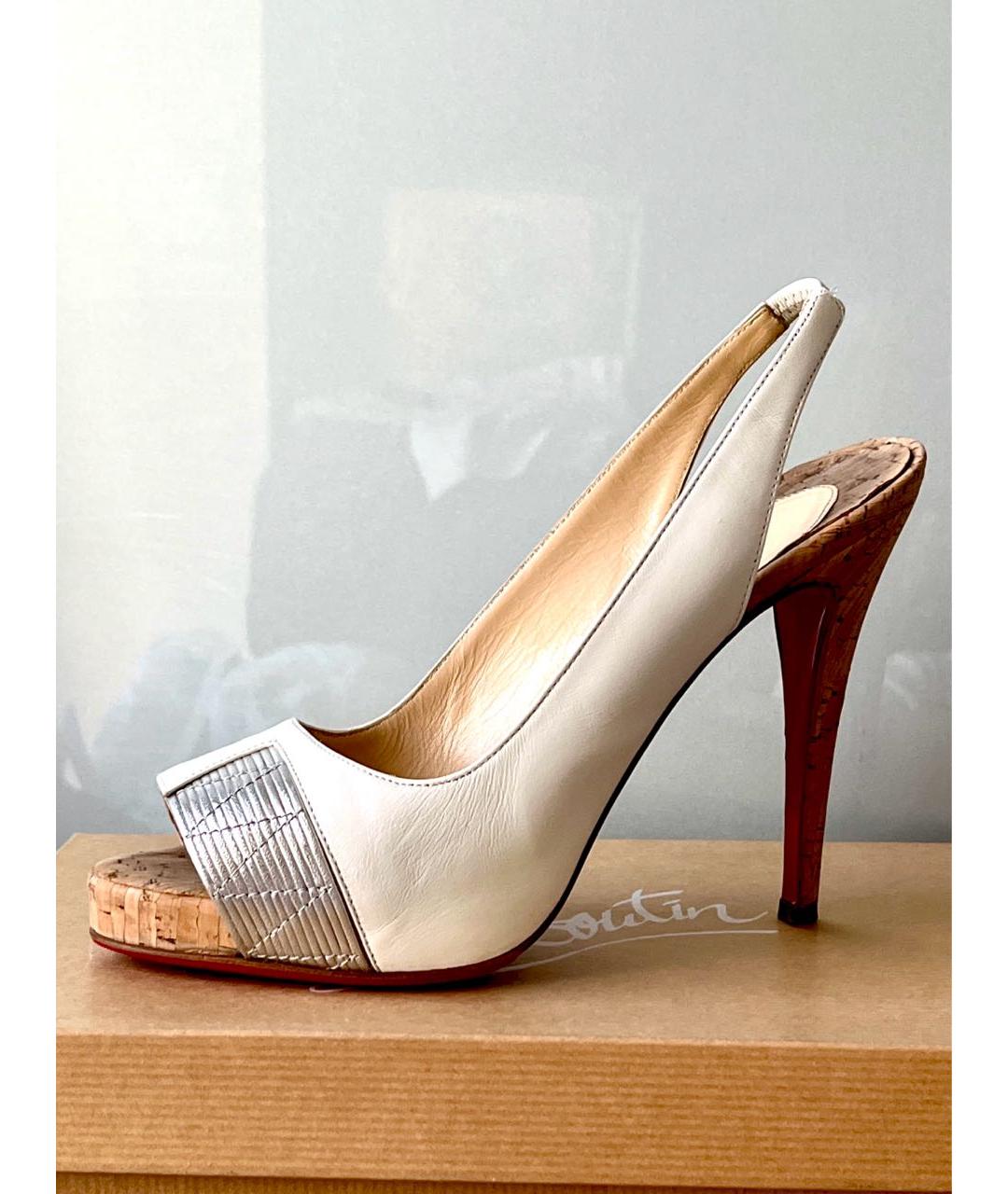 CHRISTIAN LOUBOUTIN Белые кожаные босоножки, фото 2