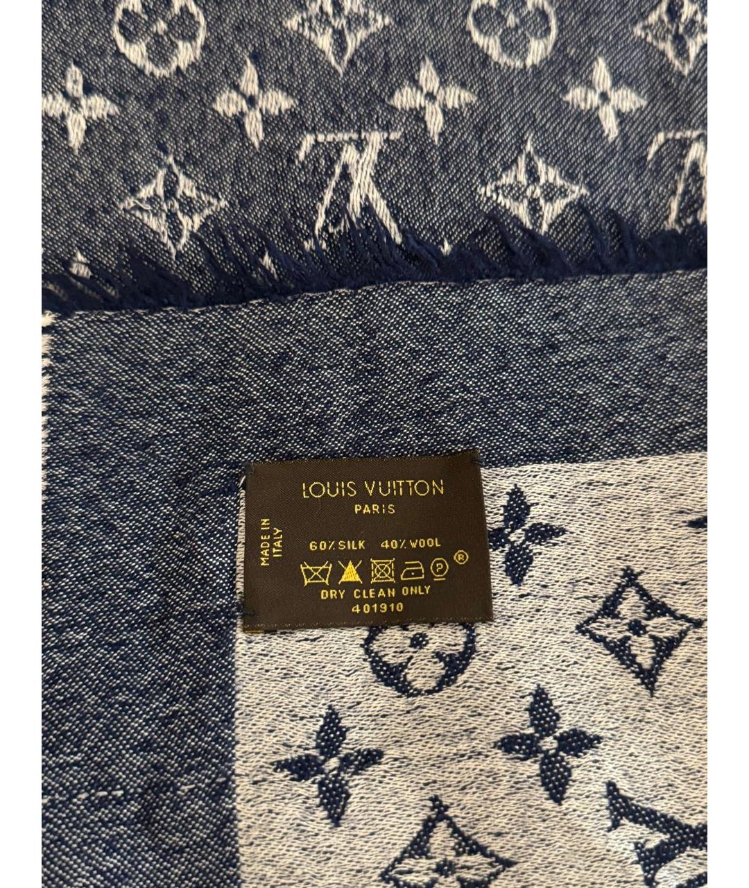 LOUIS VUITTON Синий шелковый платок, фото 3