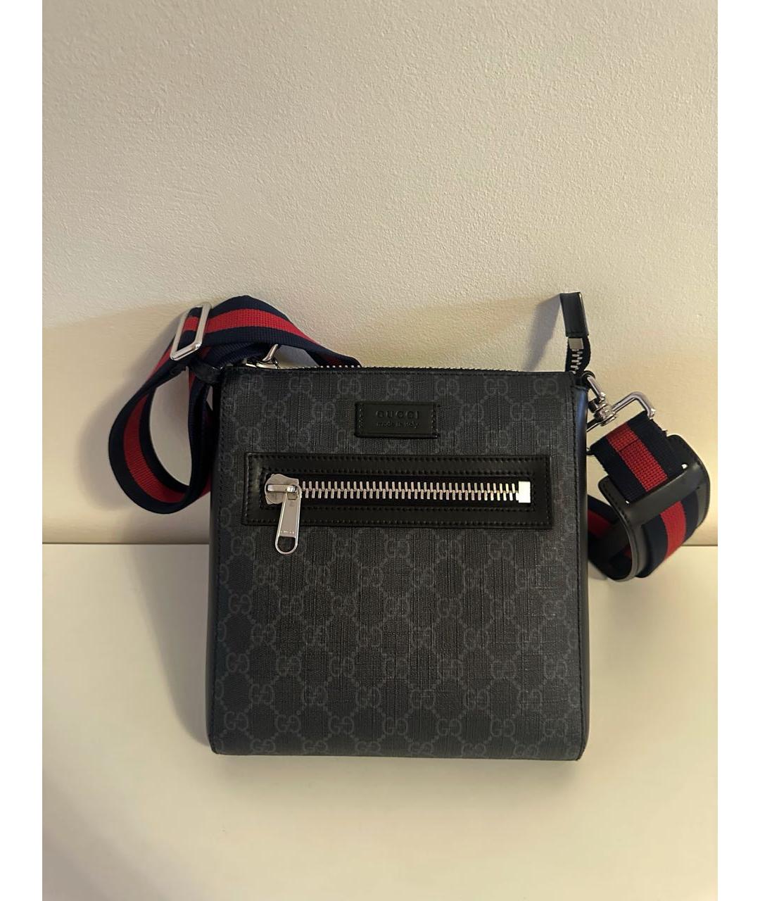 GUCCI Антрацитовая кожаная сумка на плечо, фото 4