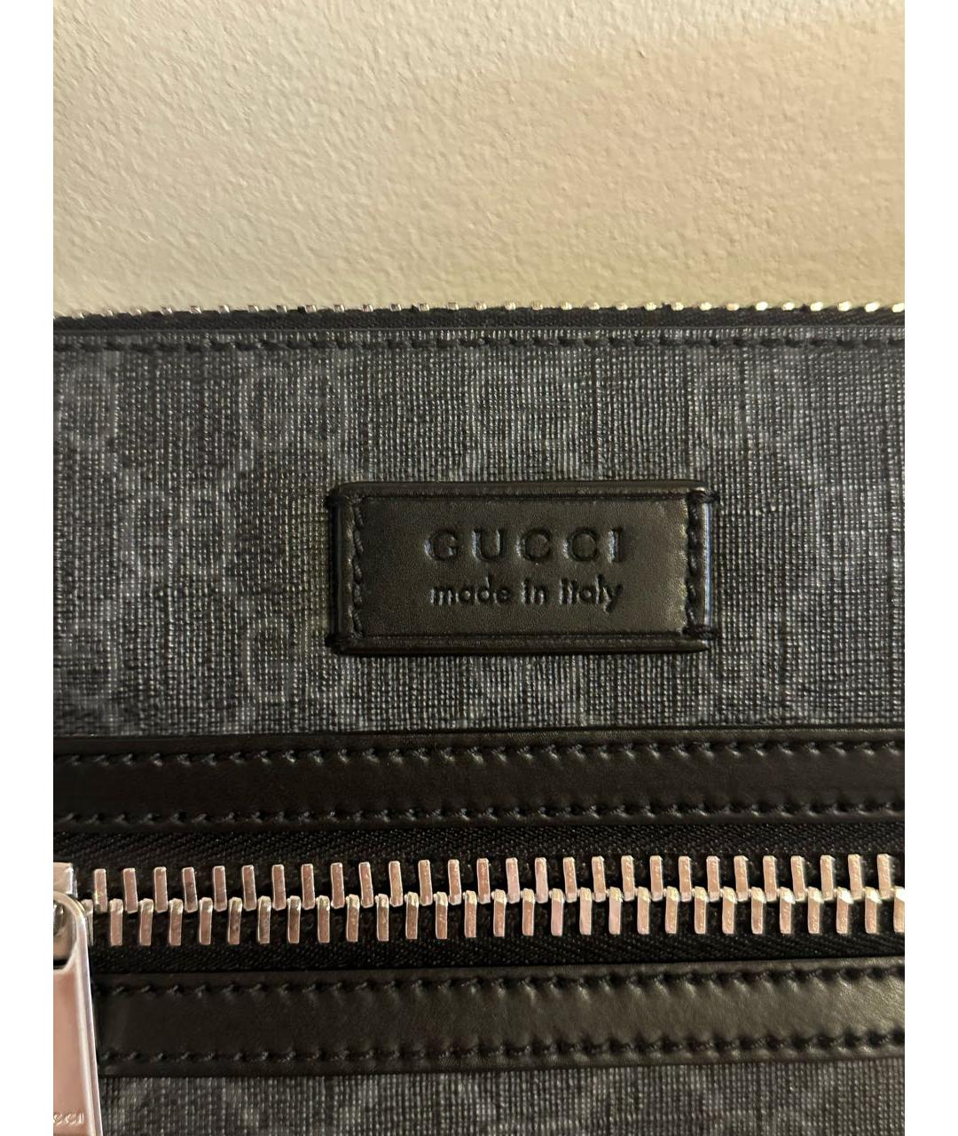 GUCCI Антрацитовая кожаная сумка на плечо, фото 2