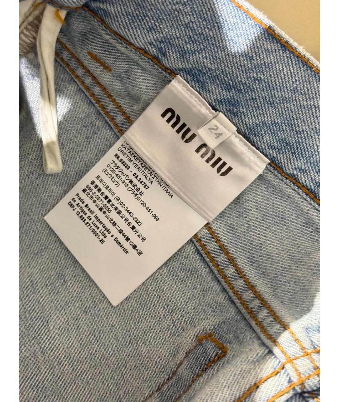 MIU MIU Синие хлопковые прямые джинсы, фото 5