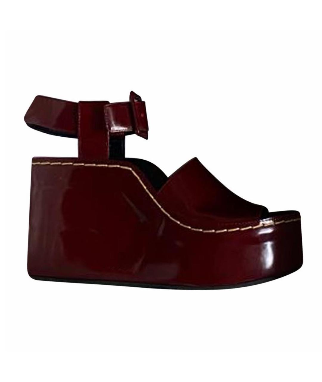 CELINE Бордовые кожаные босоножки, фото 2