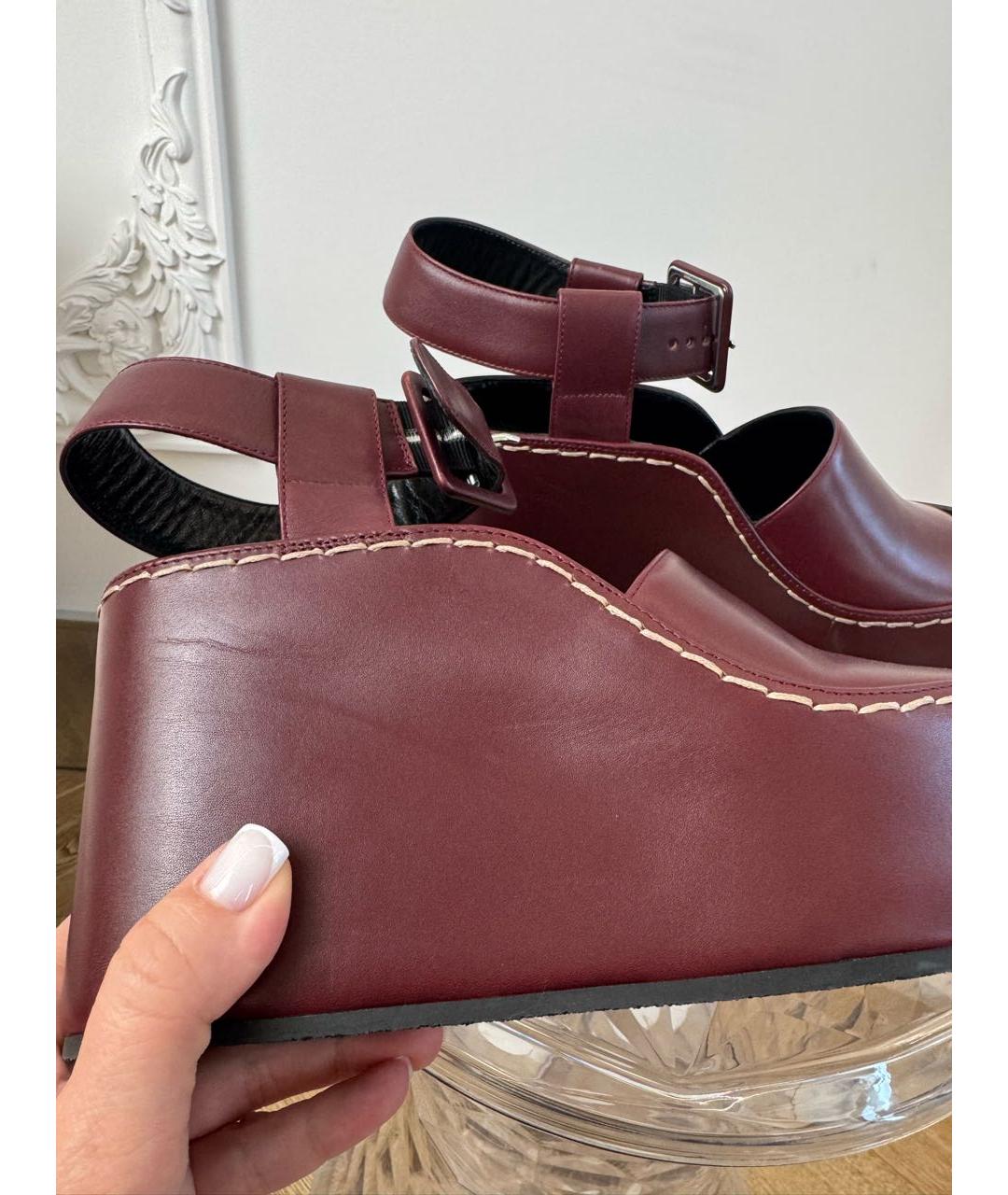 CELINE Бордовые кожаные босоножки, фото 3