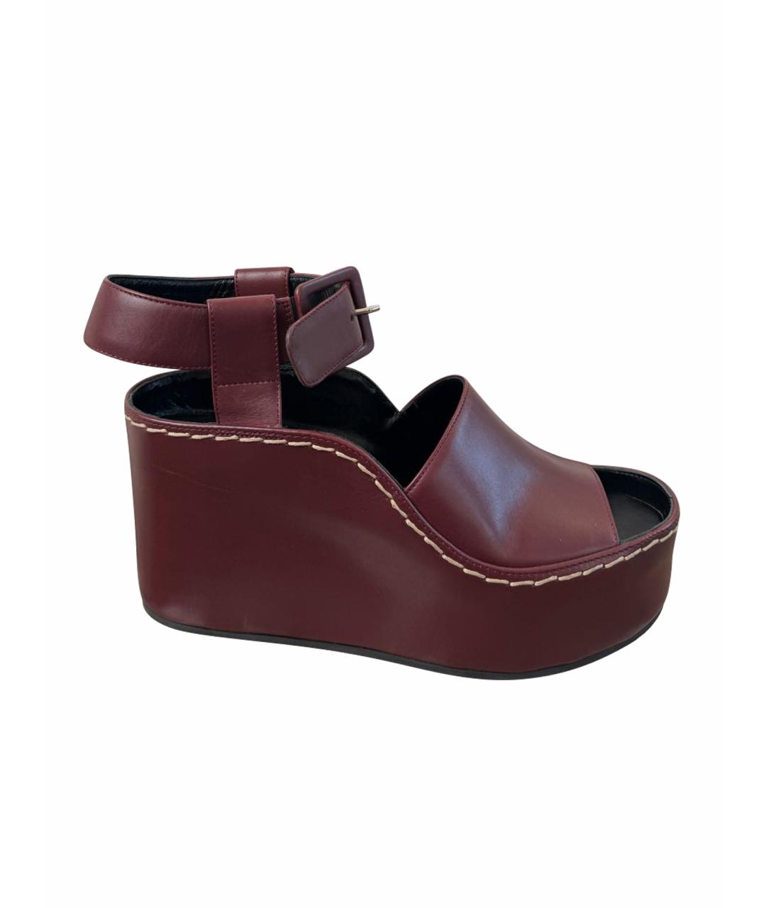 CELINE Бордовые кожаные босоножки, фото 1