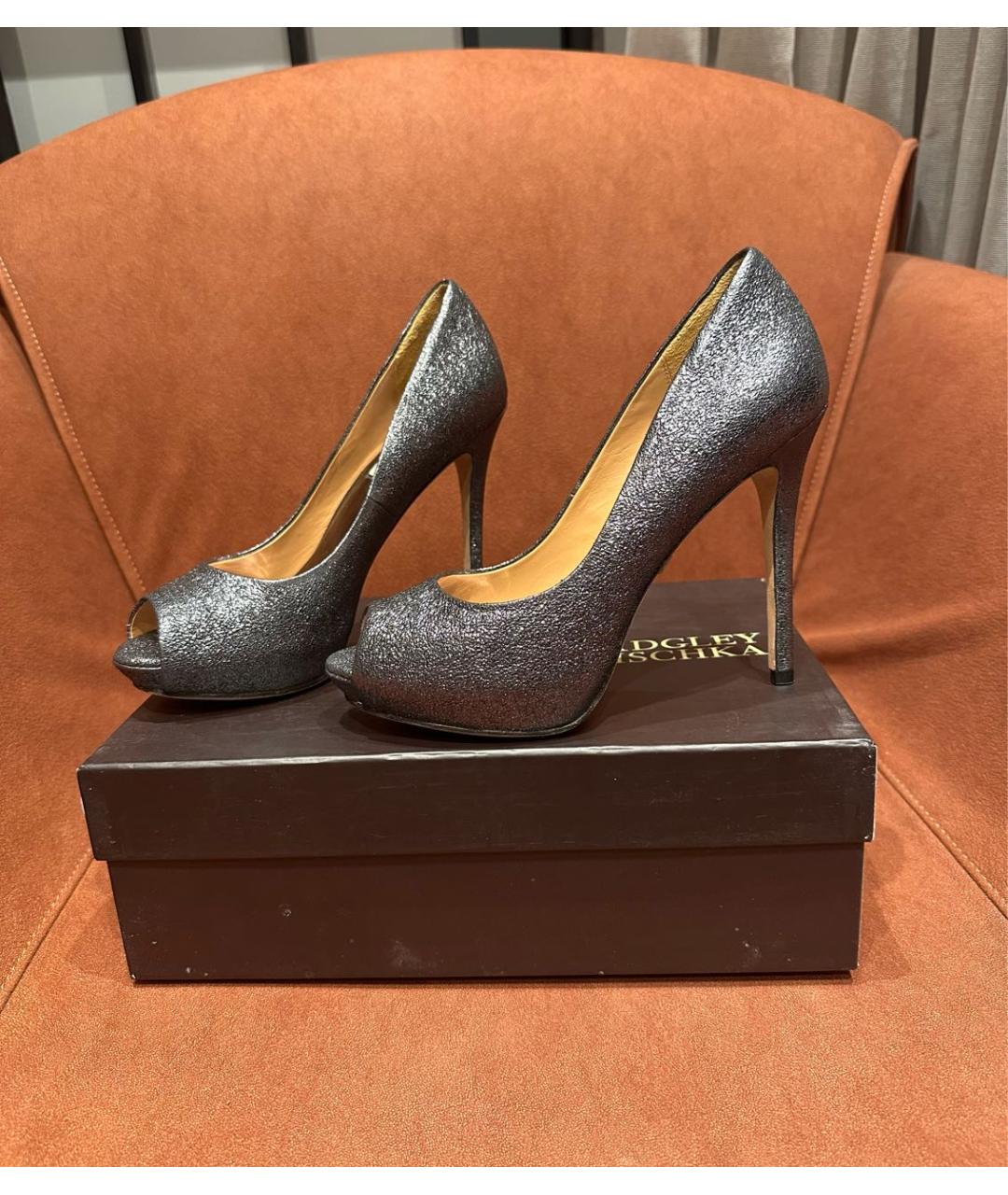 BADGLEY MISCHKA Серебряные кожаные туфли, фото 9