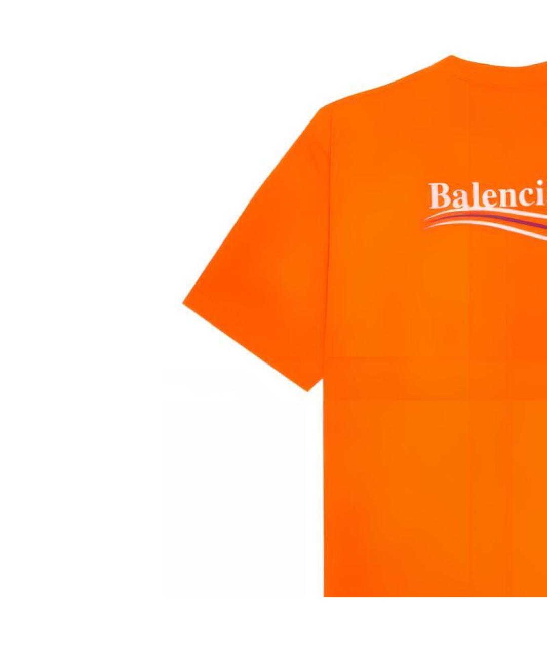 BALENCIAGA Оранжевая хлопковая футболка, фото 5