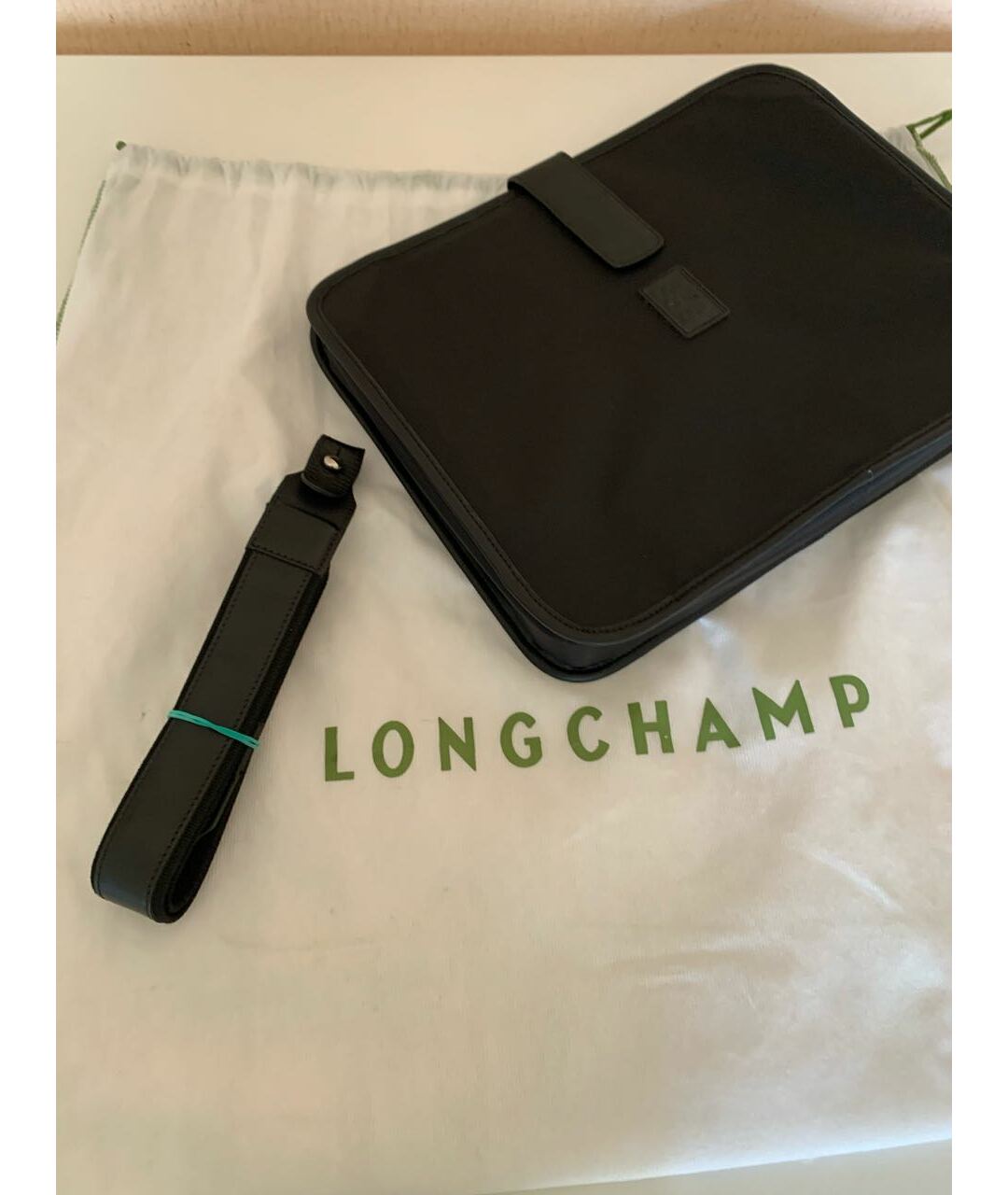 LONGCHAMP Черный кожаный портфель, фото 5