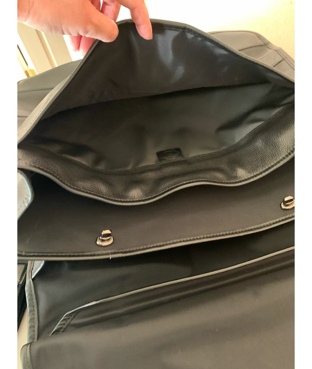LONGCHAMP Черный кожаный портфель, фото 4