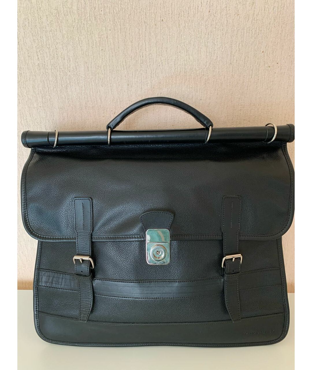 LONGCHAMP Черный кожаный портфель, фото 9