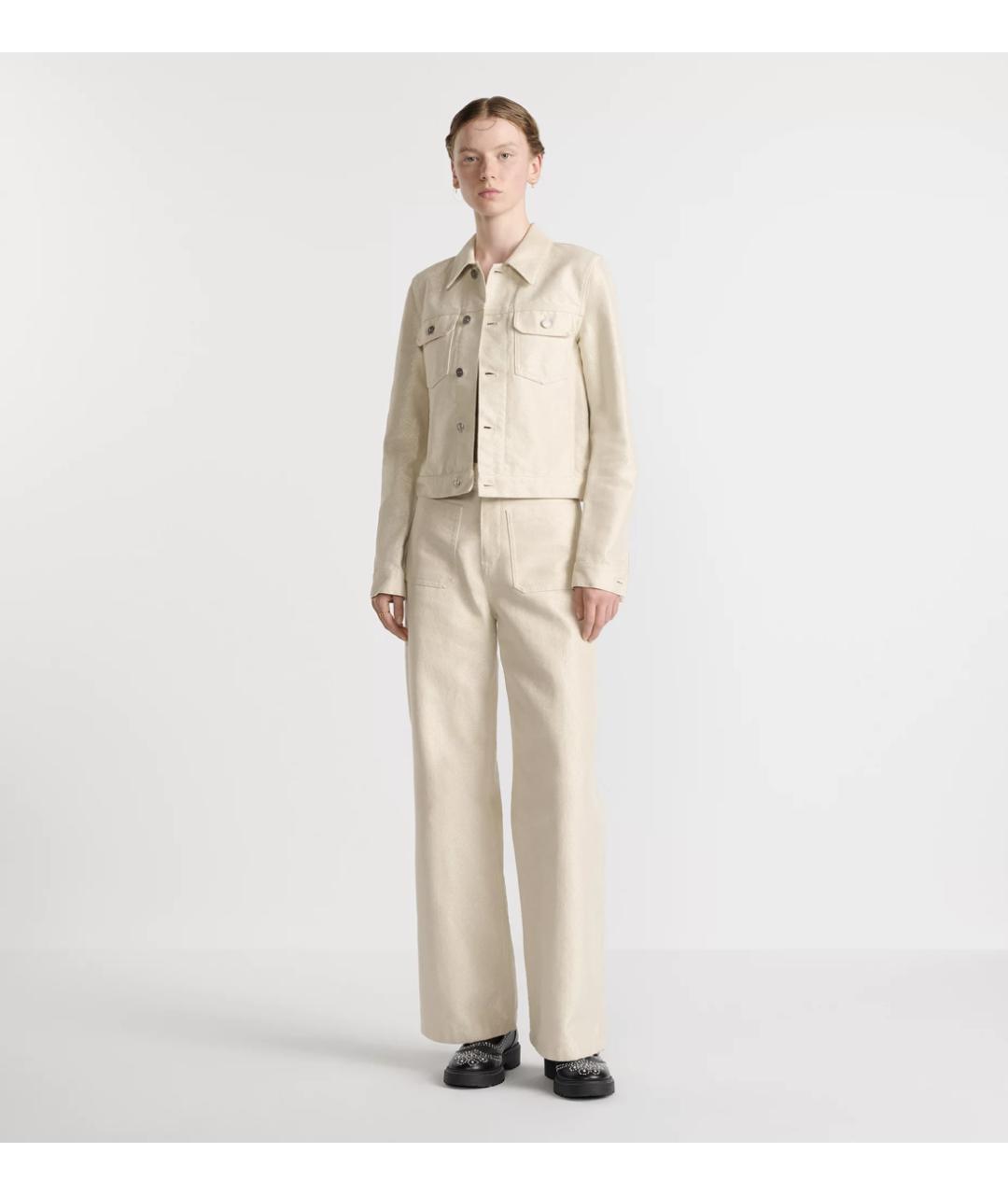 CHRISTIAN DIOR Бежевые хлопковые прямые джинсы, фото 2