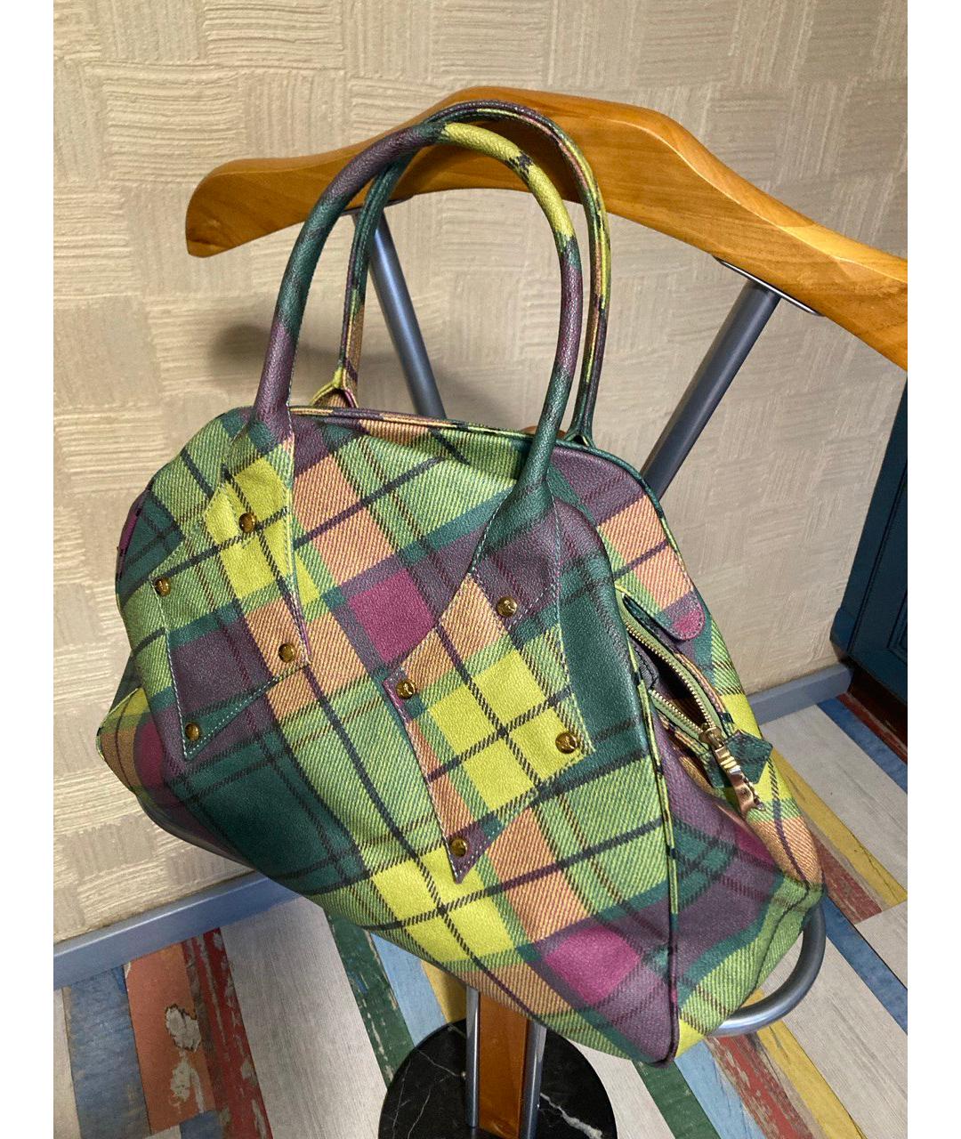 VIVIENNE WESTWOOD Зеленая сумка с короткими ручками из искусственной кожи, фото 2
