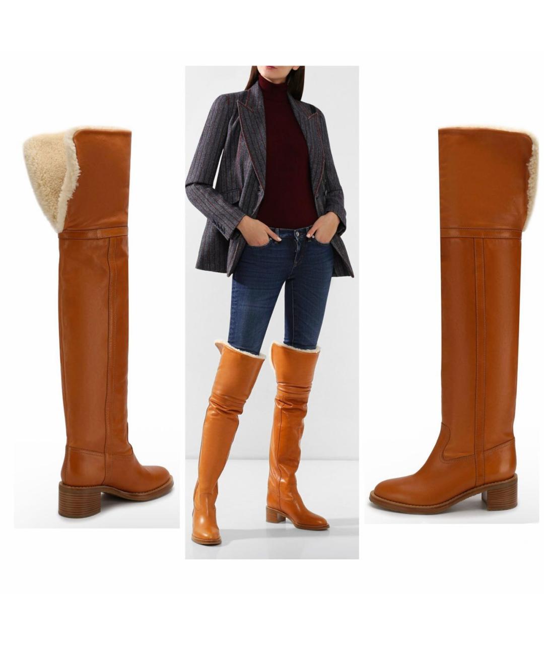 CELINE Коричневые кожаные сапоги, фото 8