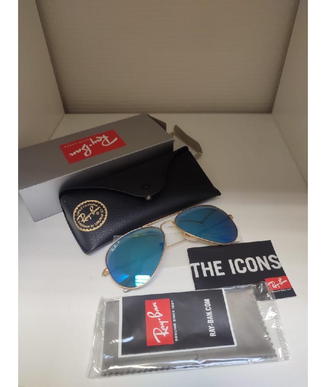 RAY BAN Синие металлические солнцезащитные очки, фото 4