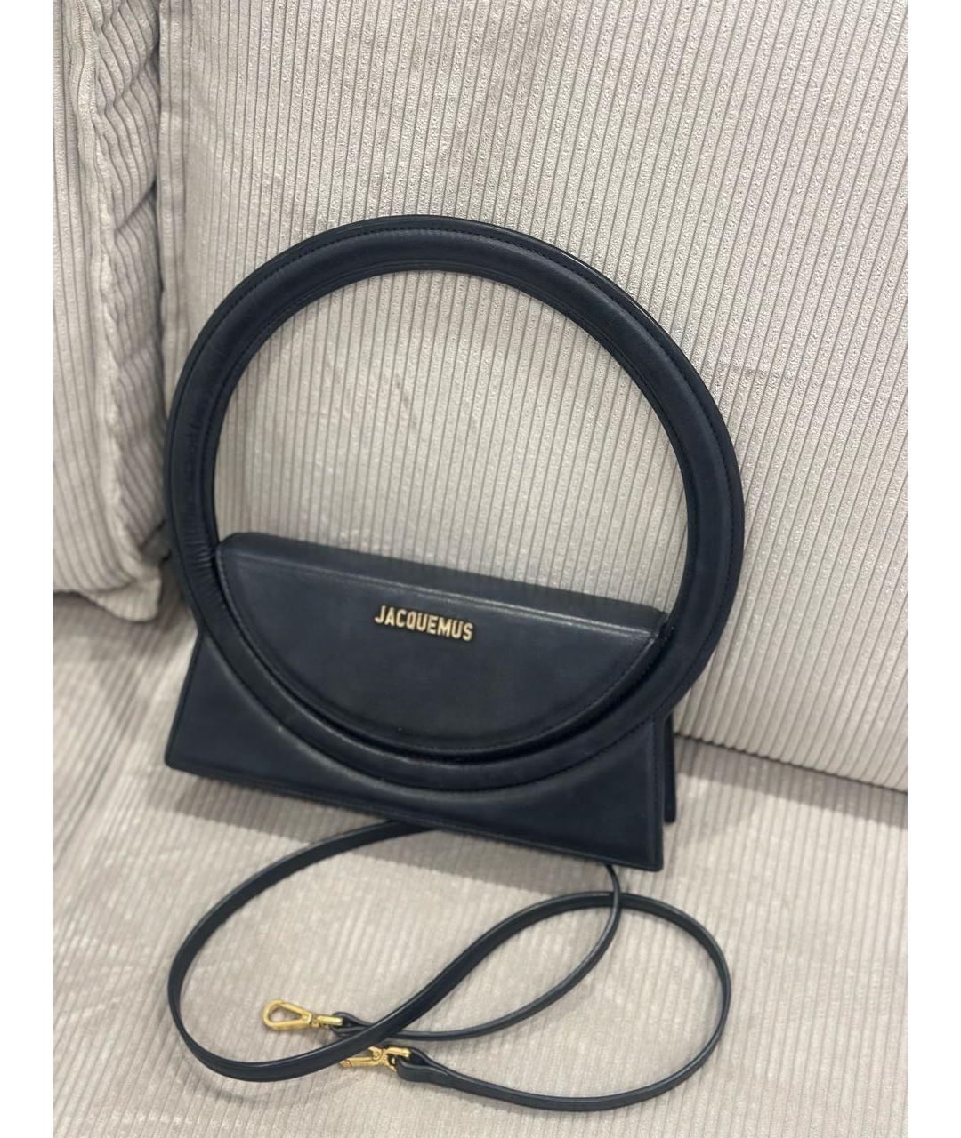 JACQUEMUS Черная кожаная сумка через плечо, фото 6