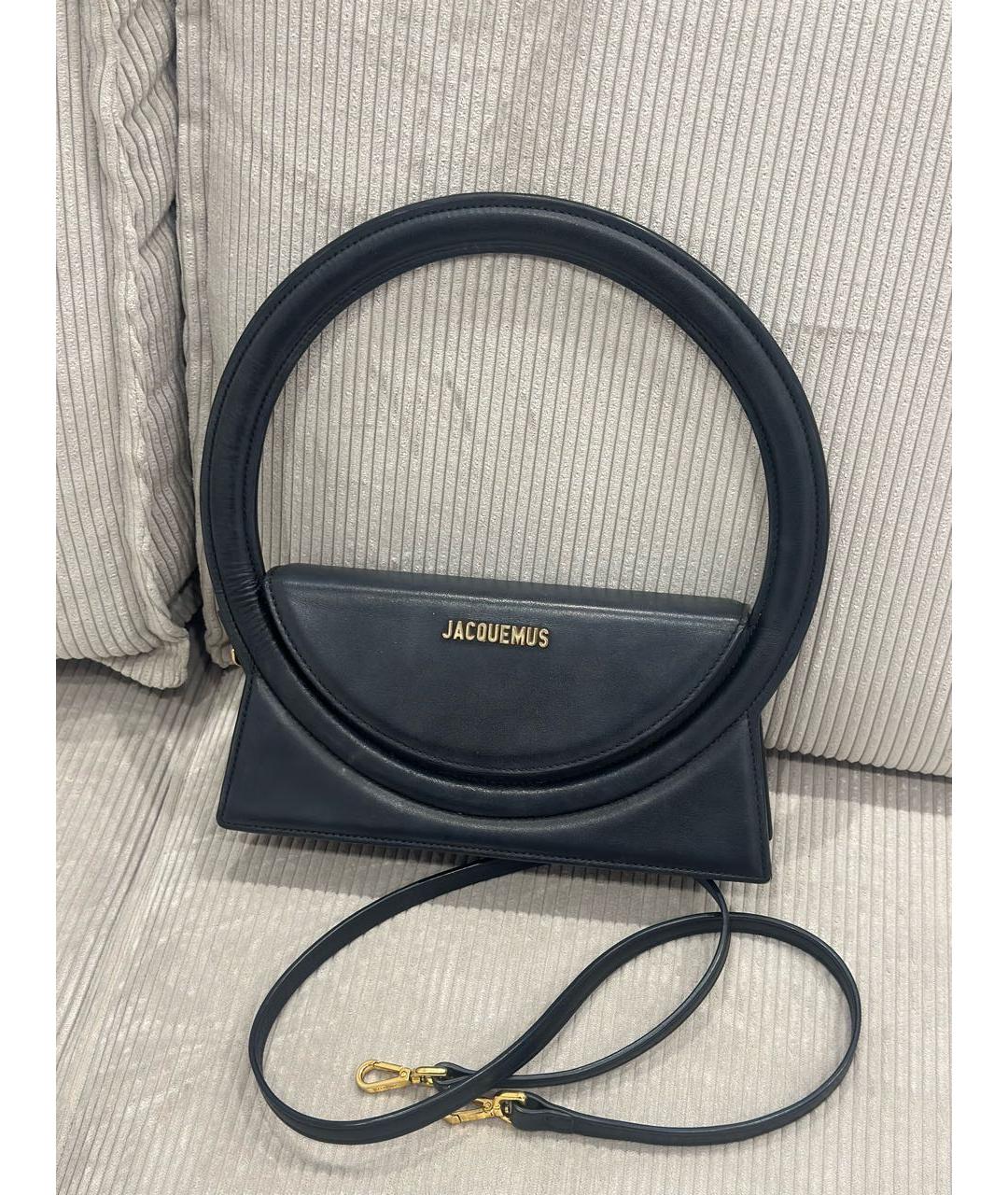 JACQUEMUS Черная кожаная сумка через плечо, фото 3