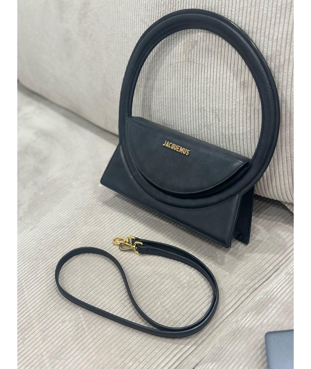 JACQUEMUS Черная кожаная сумка через плечо, фото 5
