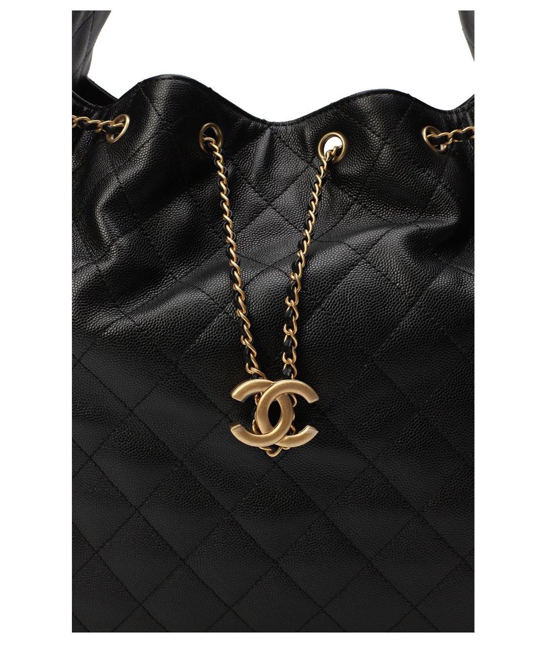 CHANEL Черная кожаная сумка тоут, фото 6